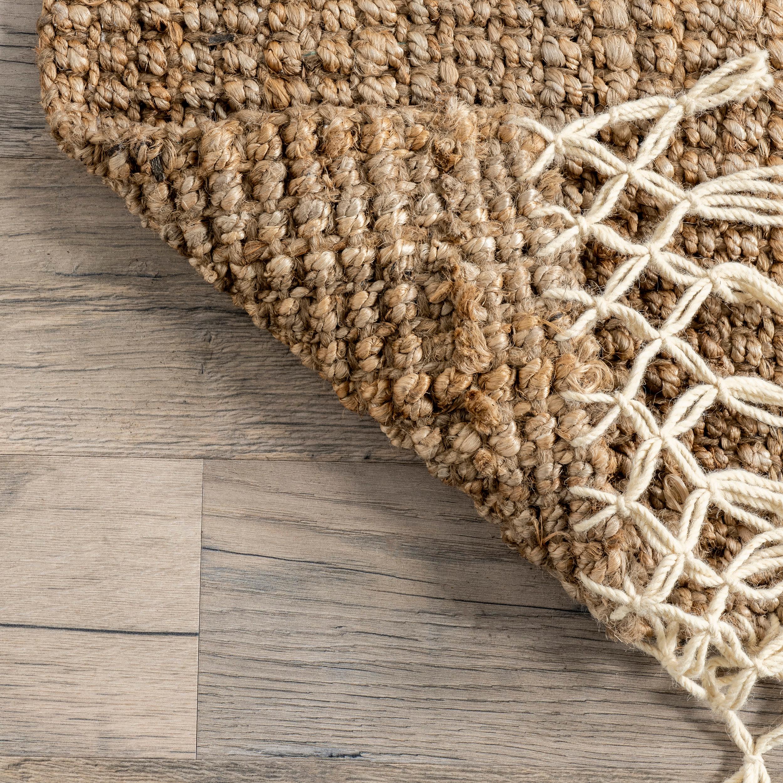 Nuloom Raleigh Solid 12x15 Wool Jute Indoor Area Rug for Dining Room Rug Neutral Rug Living Room Rug Kitchen, Natural