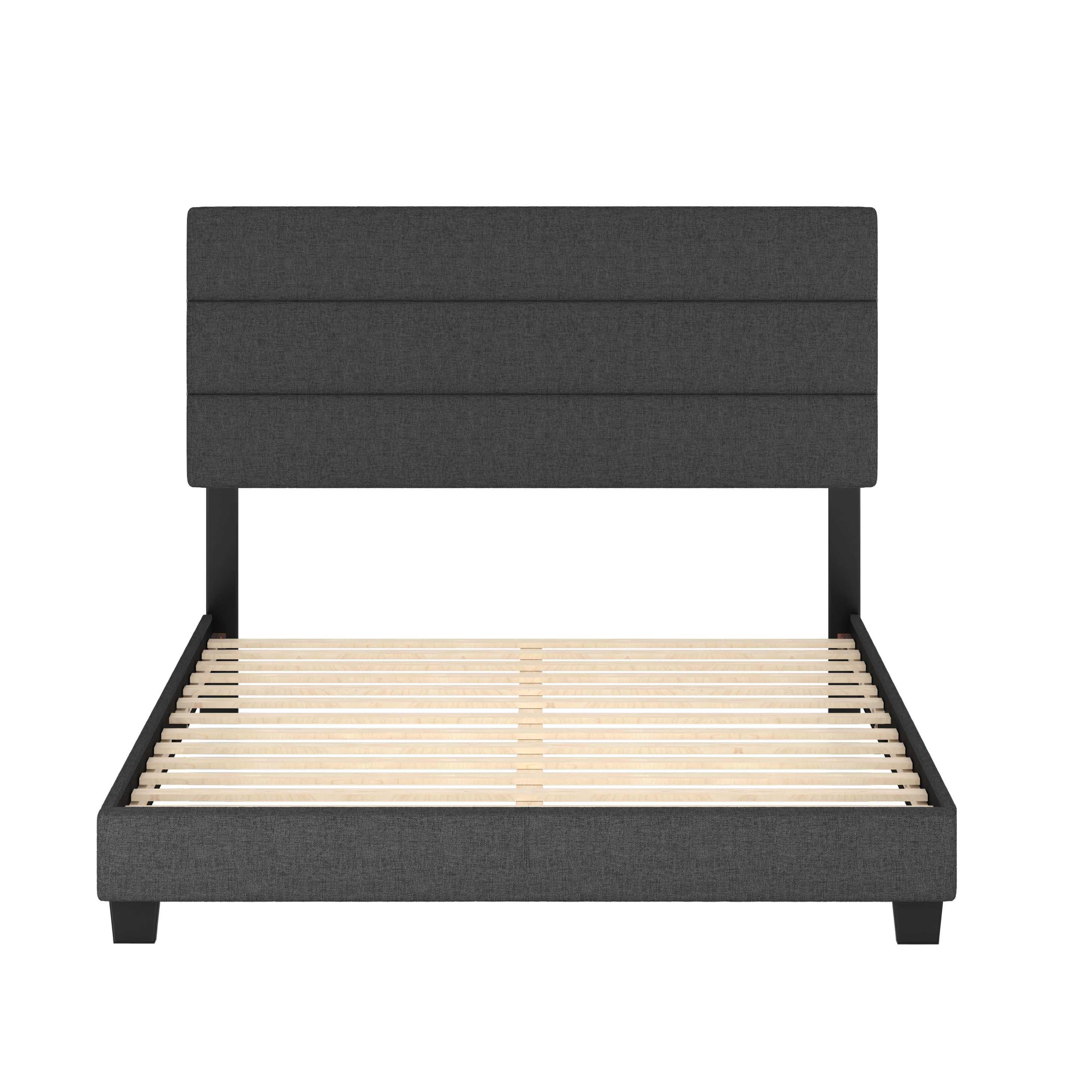 Boyd Sleep Boyd Sleep Sicily Upholstered Linen Tri Panel Platform Bed Frame with Adjustable Height Headboard, Sturdy 13 Slat Support System, No Box Spring Required