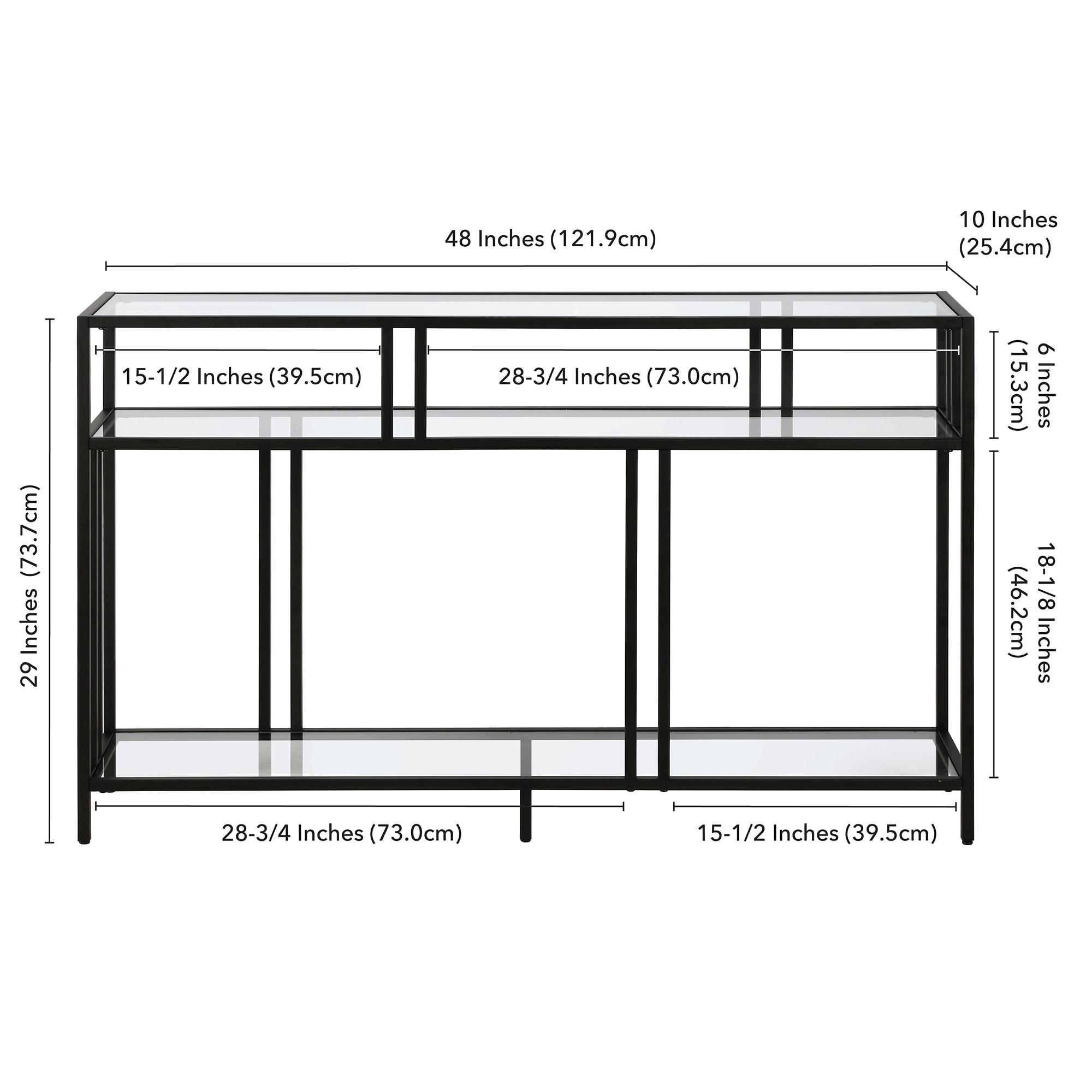 Henn&Hart 48" Blackened Bronze Metal/Glass Console Table
