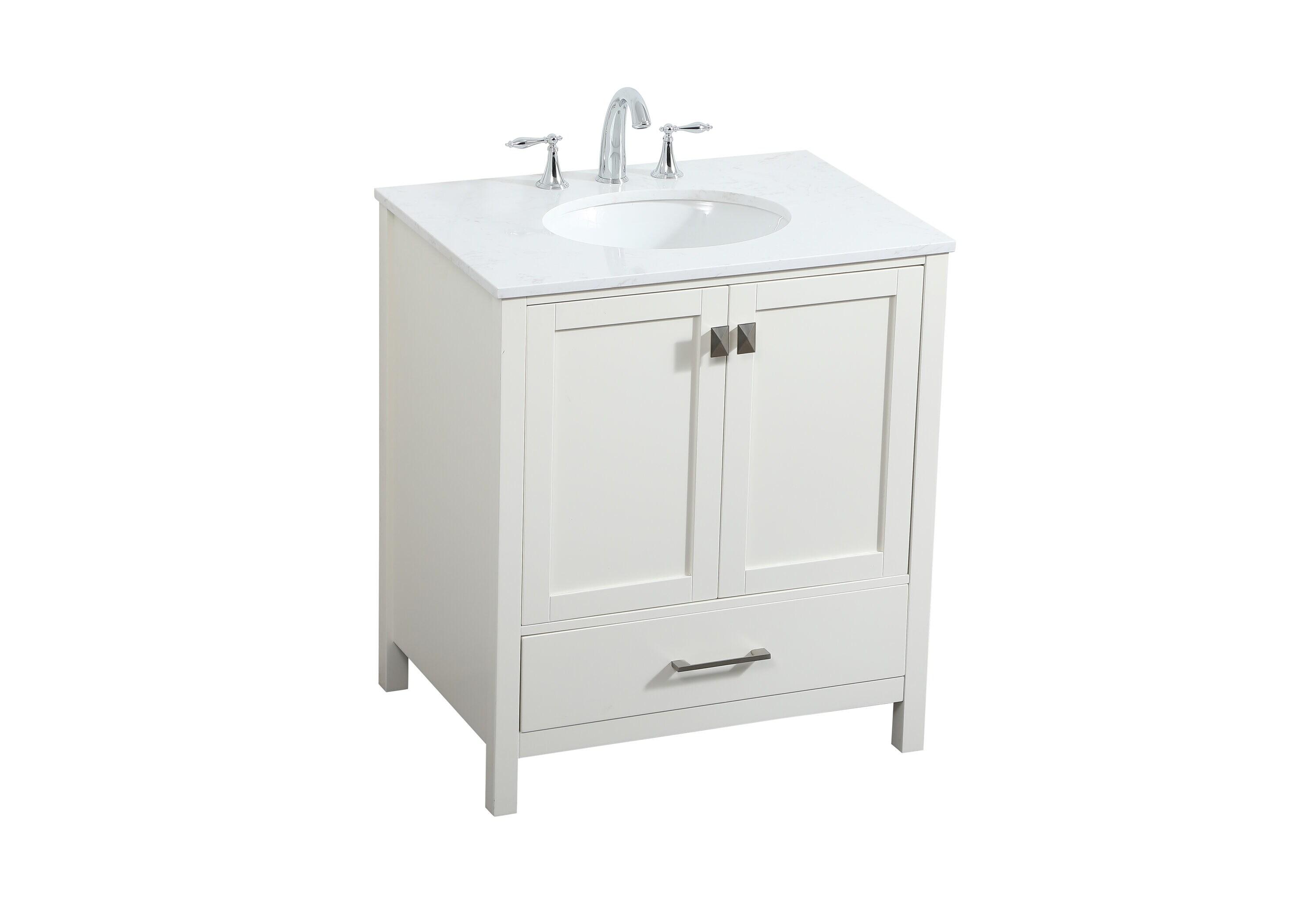 Elegant Decor Irene 30" Zinc Alloy MDF Single Bathroom Vanity in White