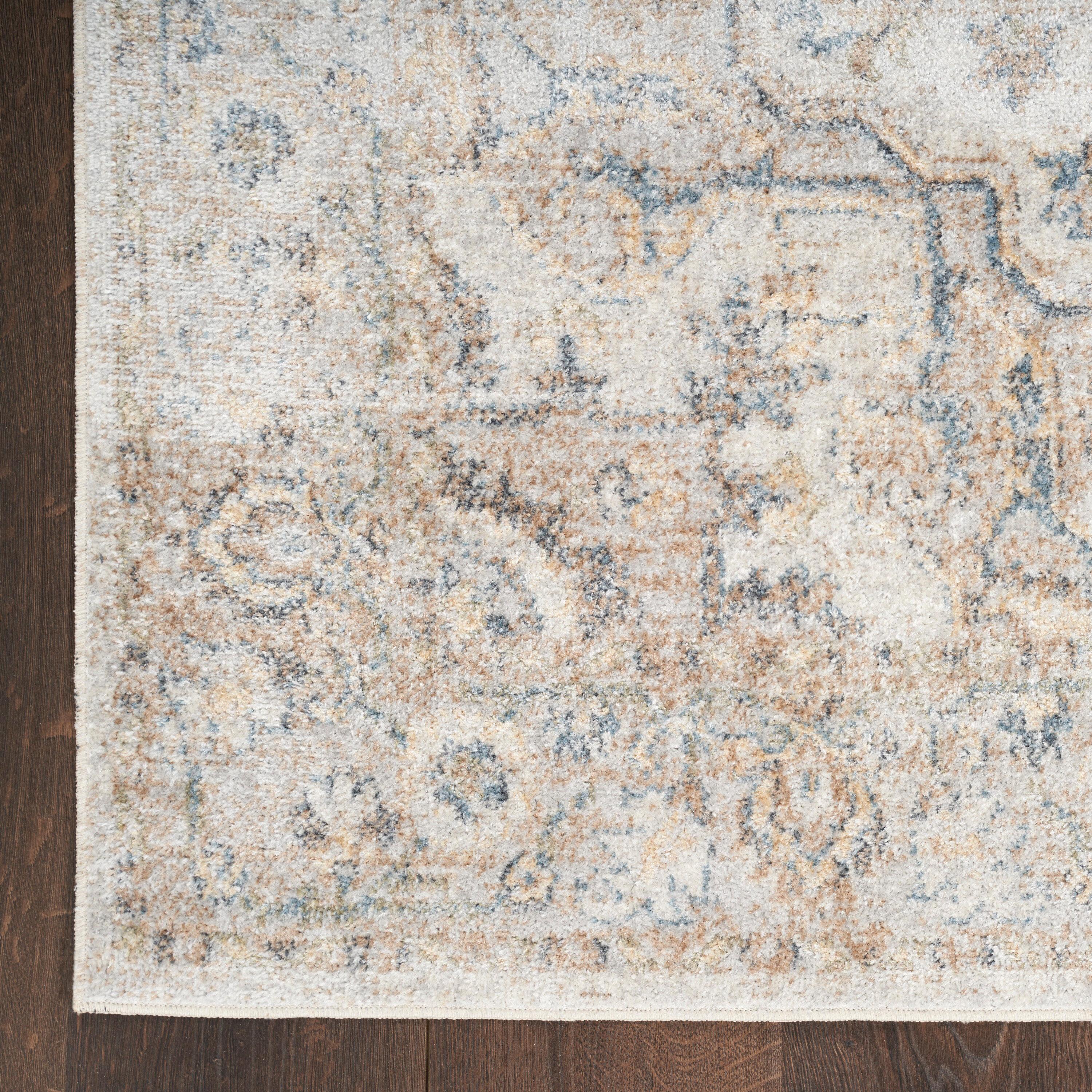 Nourison Astra Machine Washable Vintage Medallion Indoor Rug Silver Grey 4' x 6'