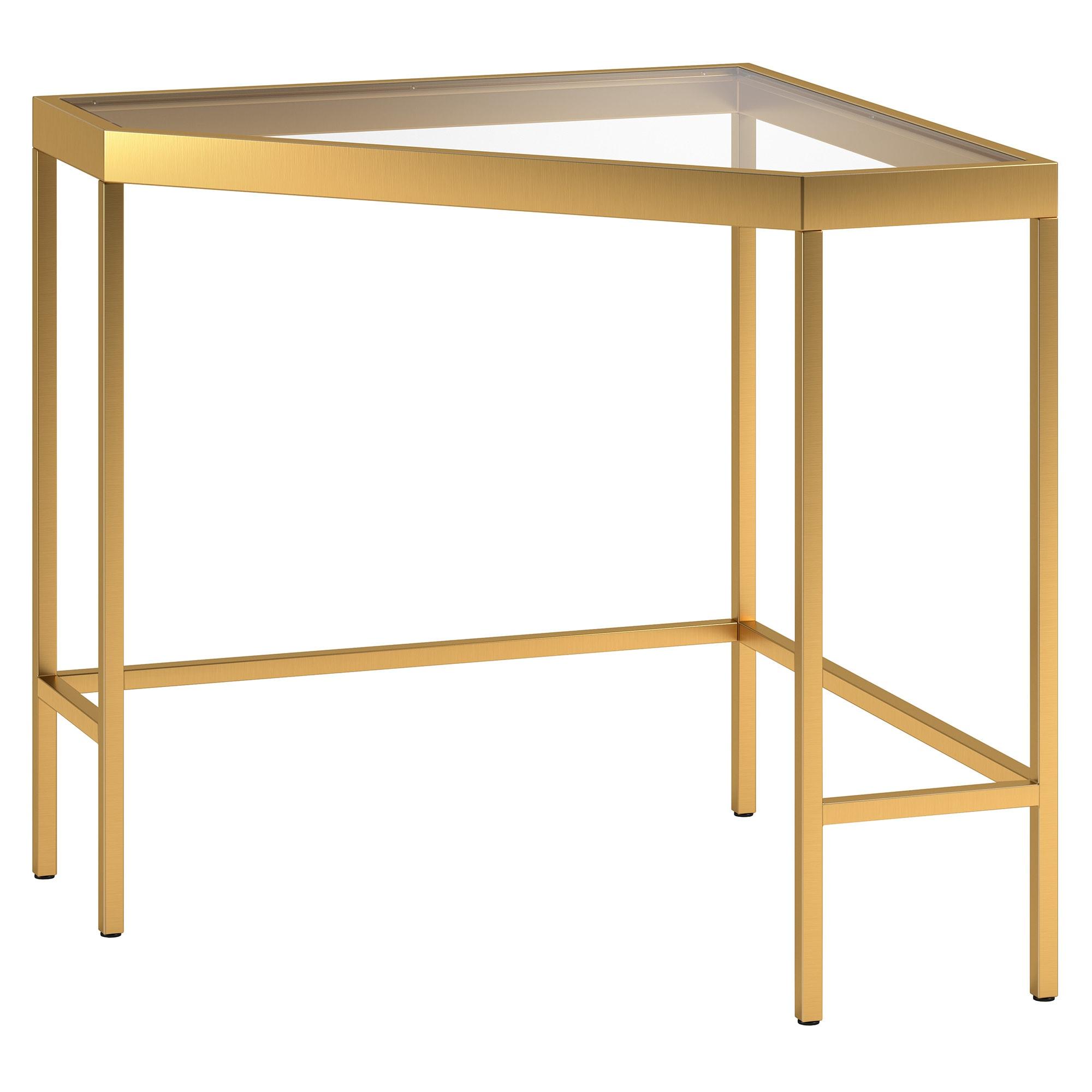 Henn&Hart 42" Brass Finish Metal/Glass Home Office