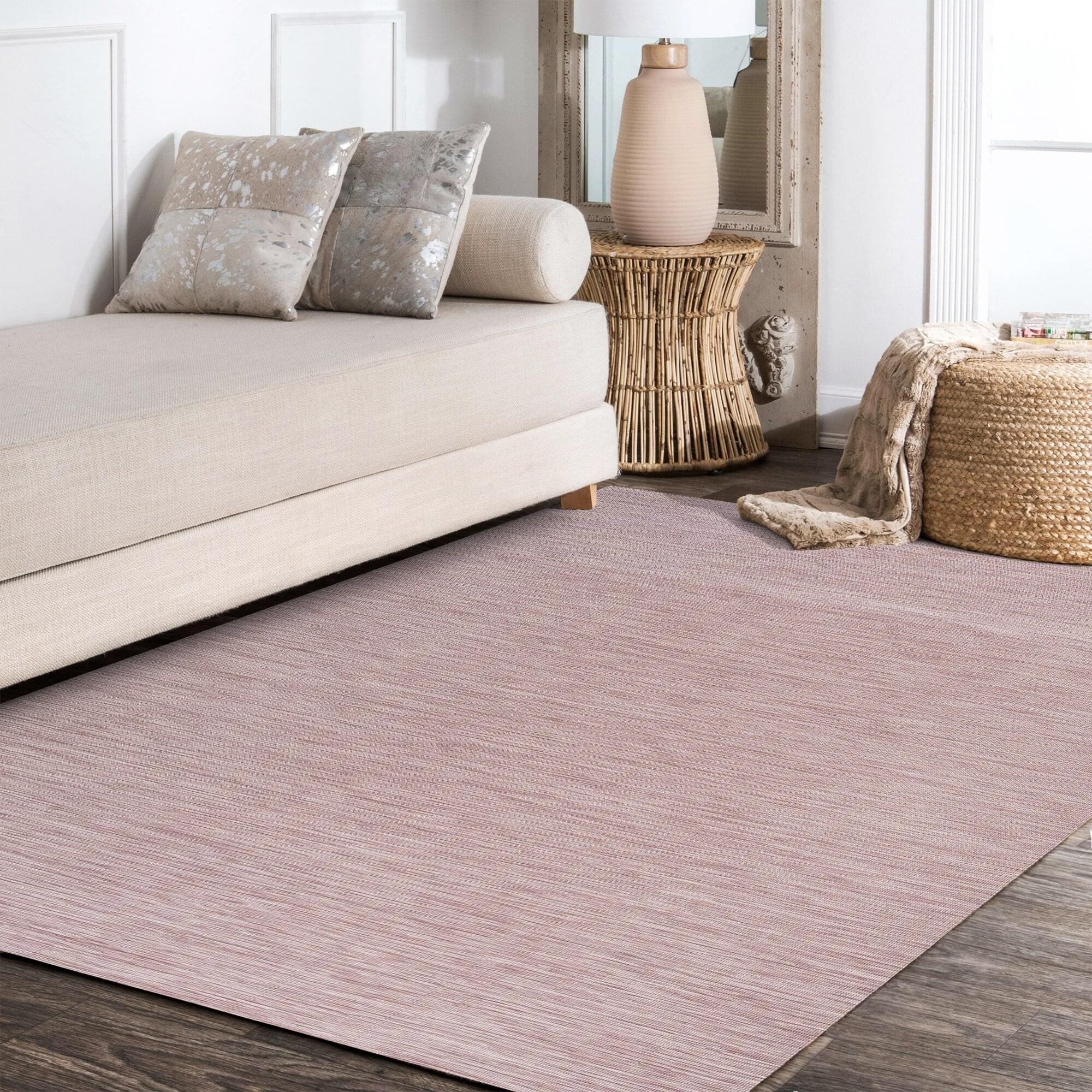 3'x5' Ethan Modern Flatweave Solid  Area Rug, Pink - JONATHAN Y