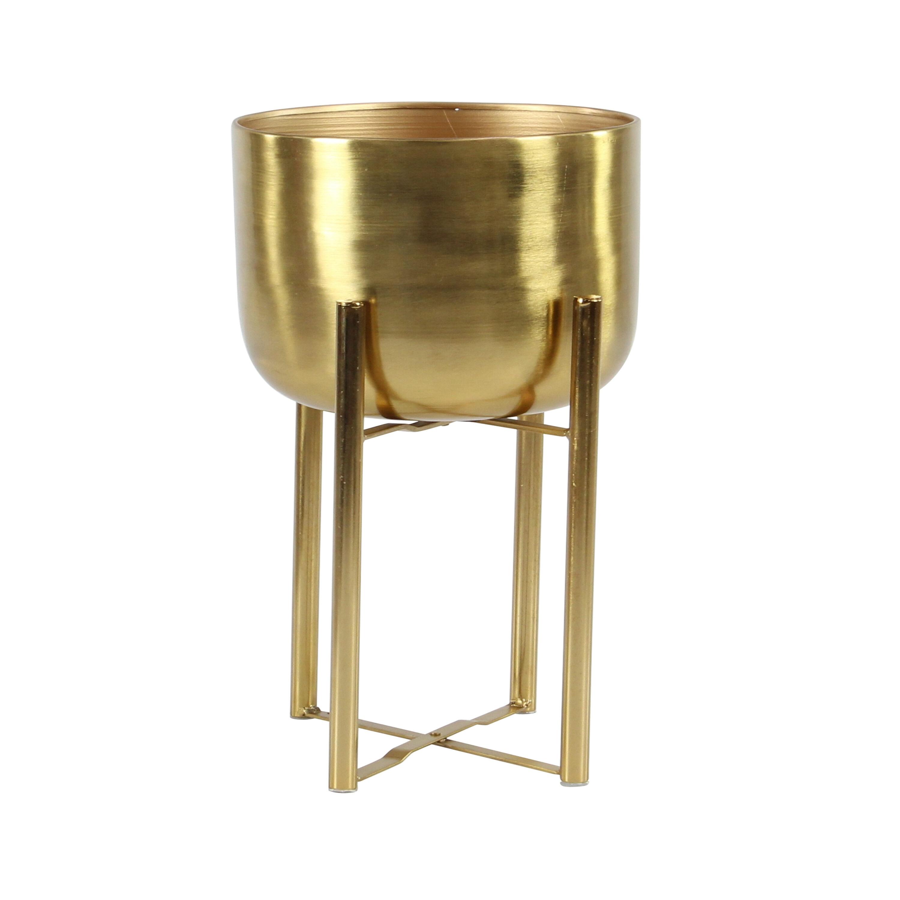 CosmoLiving by Cosmopolitan 2 - Piece Metal Dome Indoor Outdoor Planter with Removable Stand Set