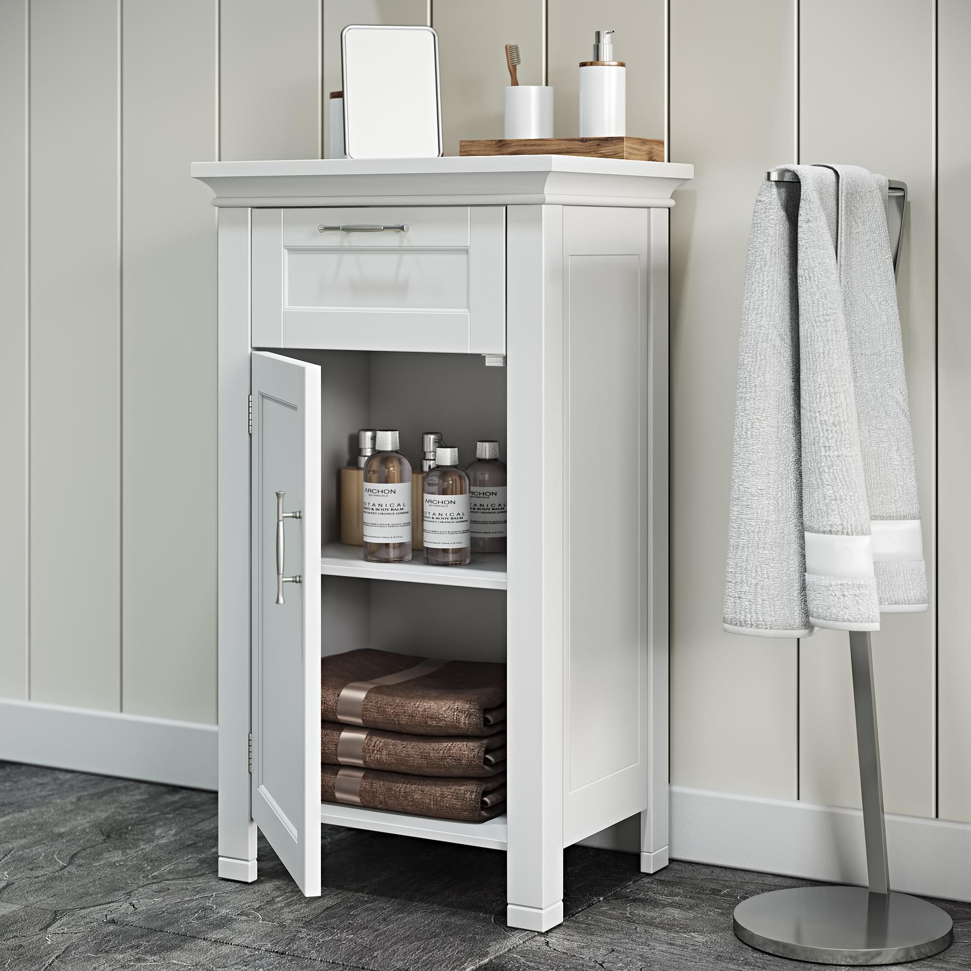 RiverRidge Somerset Single Door Bathroom and Laundry Storage Cabinet with Drawer and Adjustable Shelf