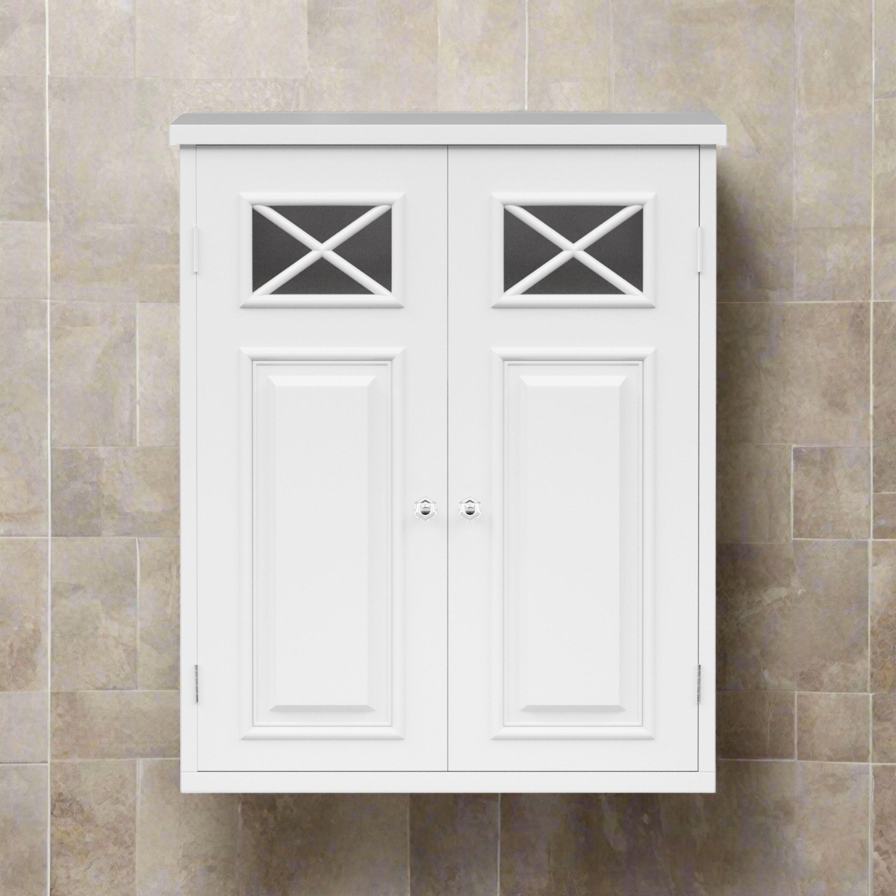 Dawson Two Doors Wall Cabinet White - Elegant Home Fashions: Traditional Style, Semi-Gloss Finish, Bathroom Storage