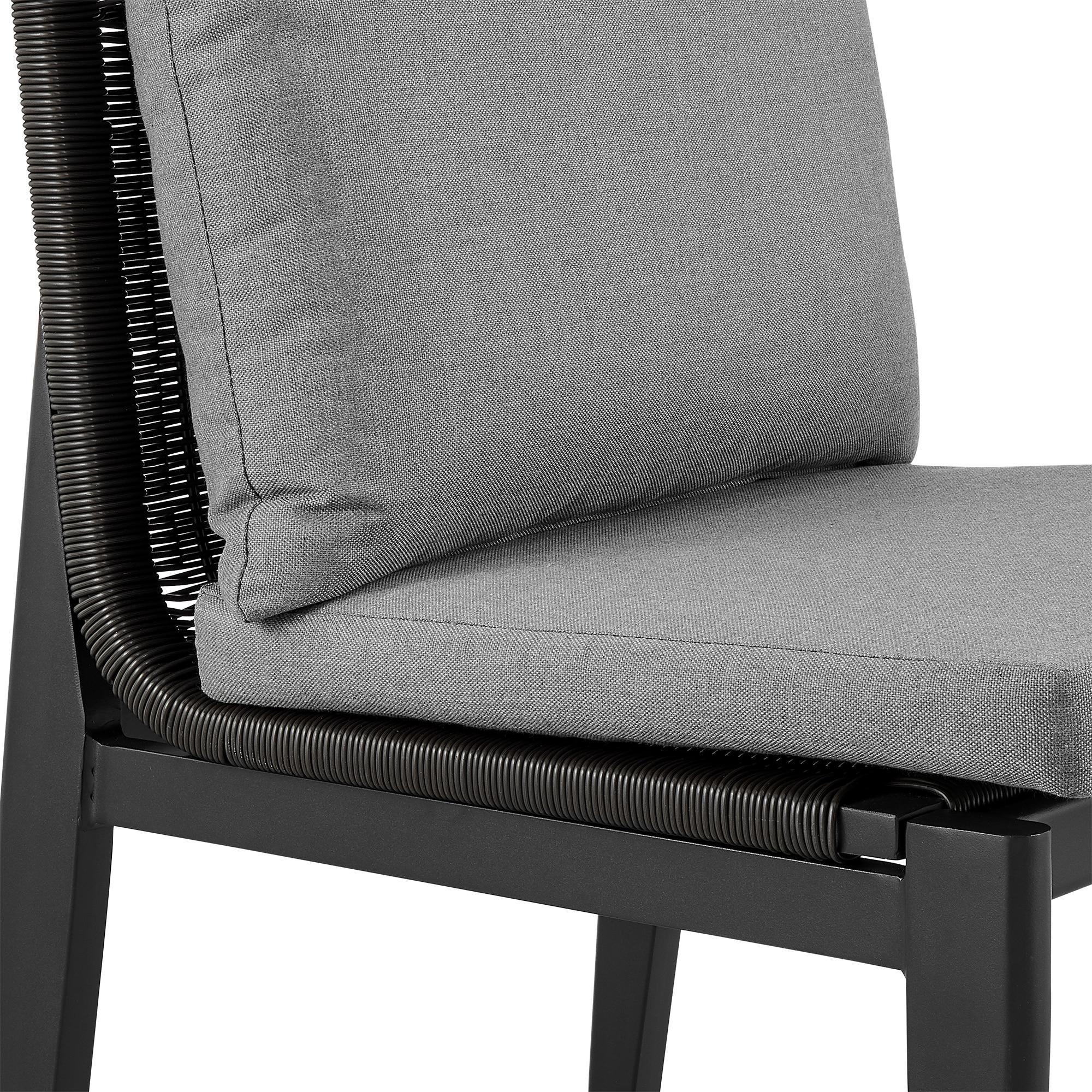 Armen Living Cayman 19" Aluminum Outdoor Dining Chair in Gray (Set of 2)