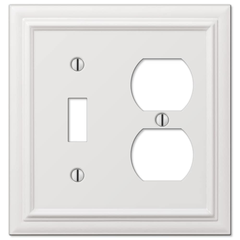 Amerelle 94TDW Continental 1-Toggle / 1-Duplex Cast Wallplate, White, 1-Pack