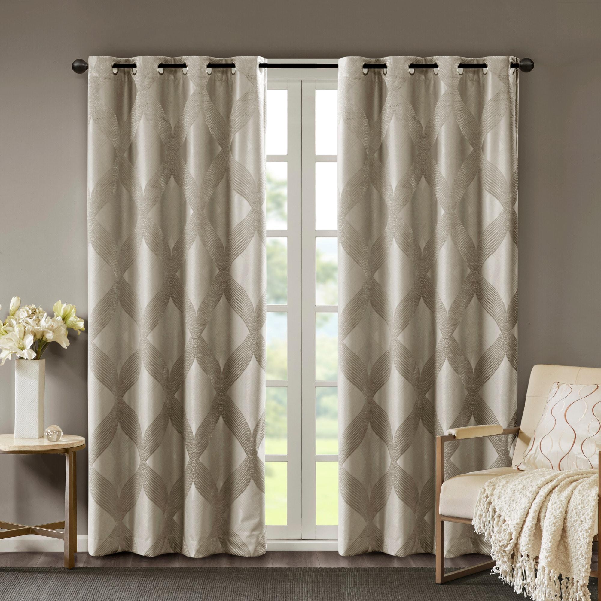 Madison Park Bentley Ogee Knitted Jacquard Geometric Total Blackout Single Curtain Panel