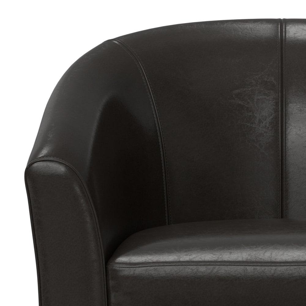 Simpli Home Austin 30"W Upholstered Vegan Faux Leather Contemporary Tub Accent Chair with High Arms and Deep Seat