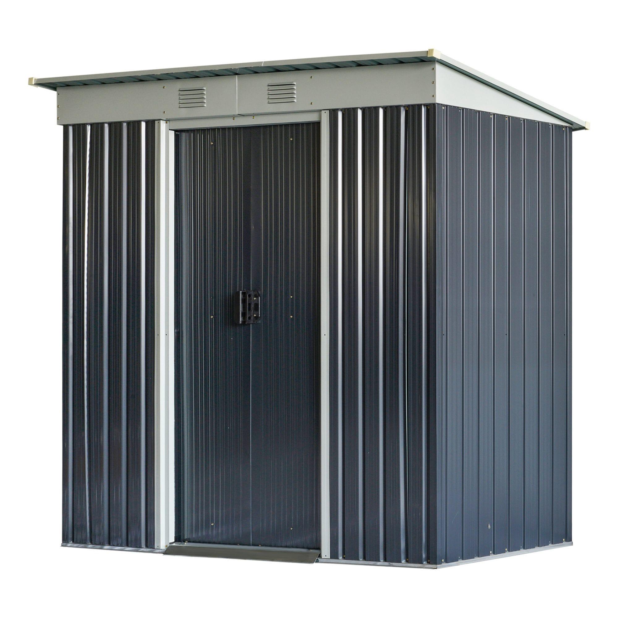 Outsunny 7' x 4' Metal Outdoor Garden Storage Shed w/ Vents, Gray