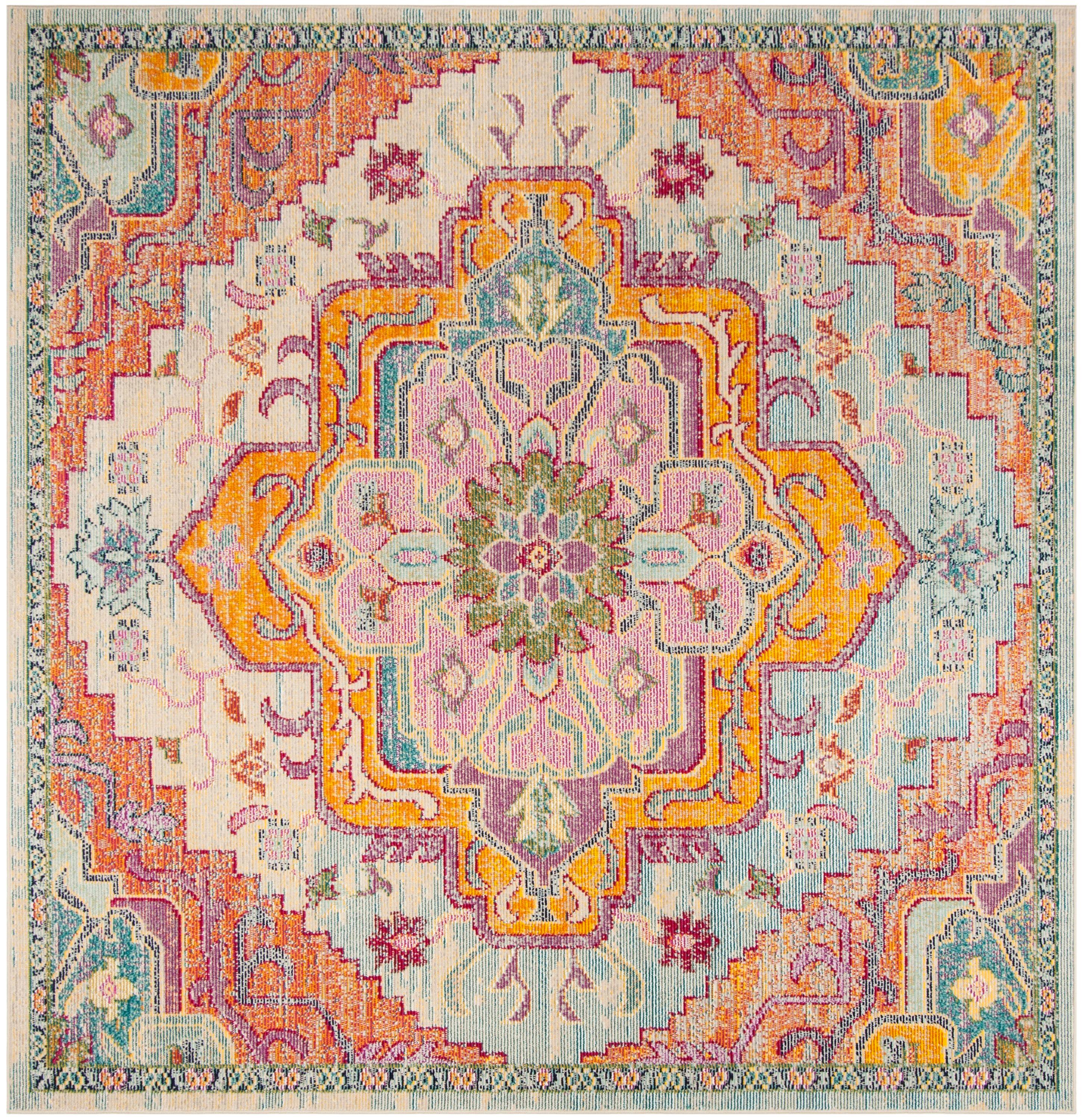 Crystal CRS501 Loomed Indoor Area Rug - Light Blue/Fuchsia - 7'x7' - Safavieh