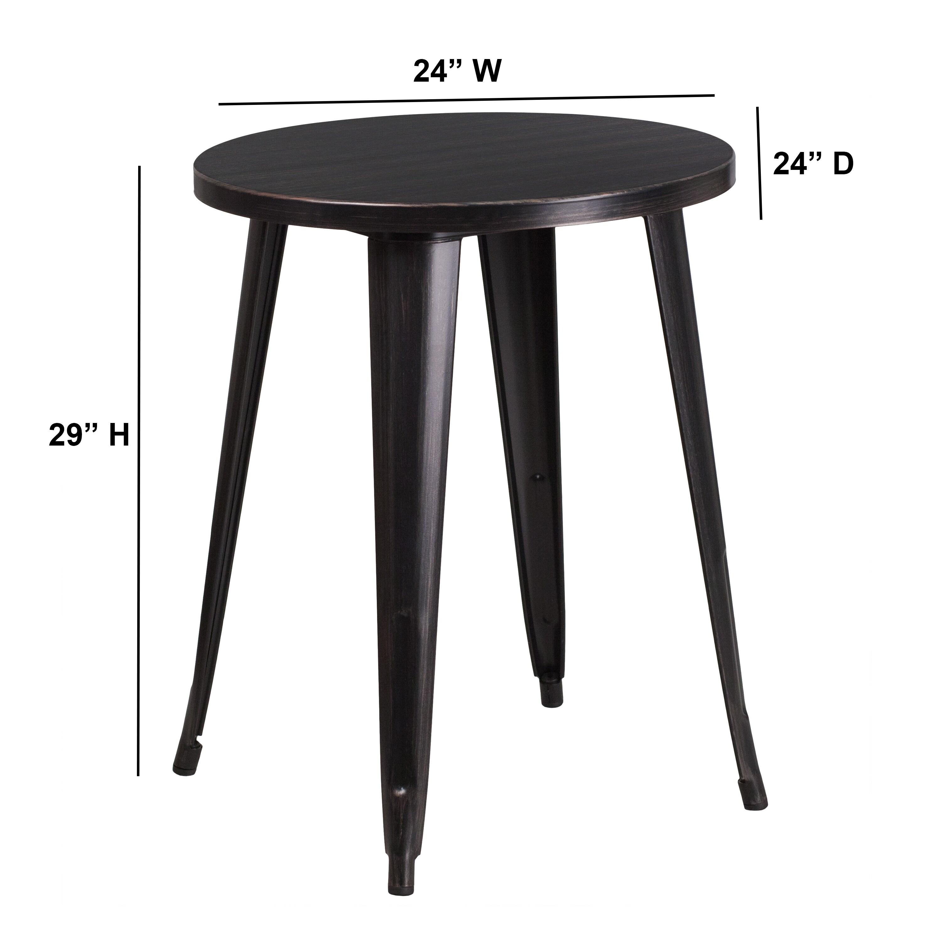 Flash Furniture Commercial Grade 24" Round Black-Antique Gold Metal Indoor-Outdoor Table