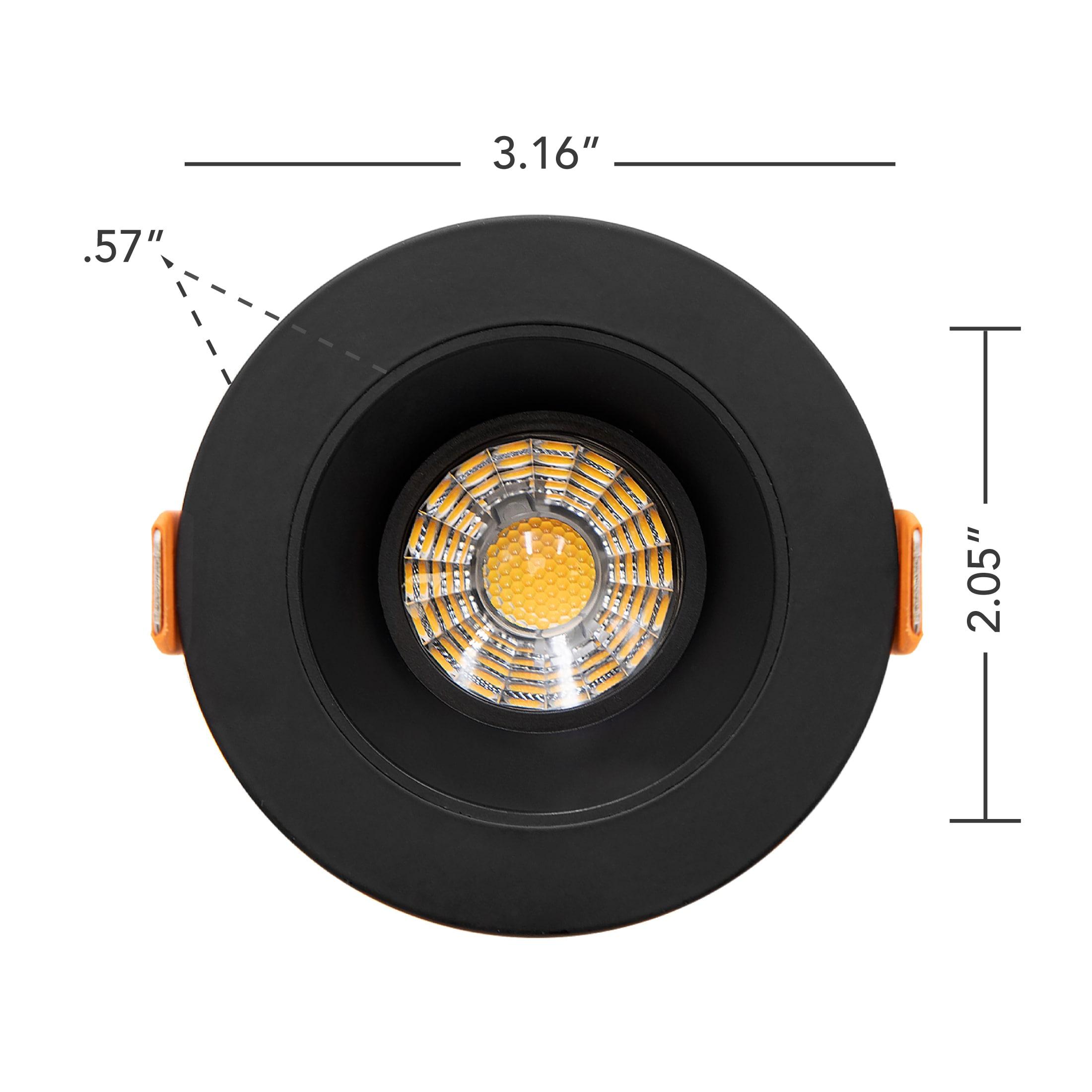 Maxxima 2 in. Ultra-Thin Recessed Anti-Glare LED Downlight - Canless IC Rated, 550 Lumens, 5 Color Temperature Selectable 2700K/3000K/3500K/4000K/5000K, Dimmable, Round Black Trim, 90 CRI, J-Box Incl