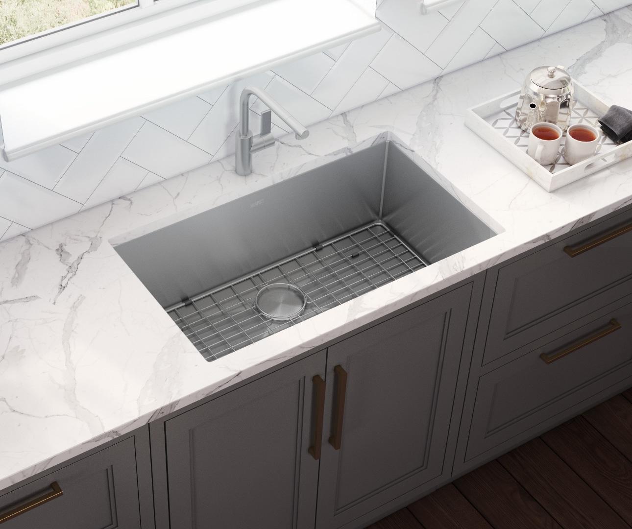 Ruvati RVH7250 Ruvati 28-inch Undermount 16 Gauge Stainless Steel Kitchen Sink Rounded Corners Single Bowl
