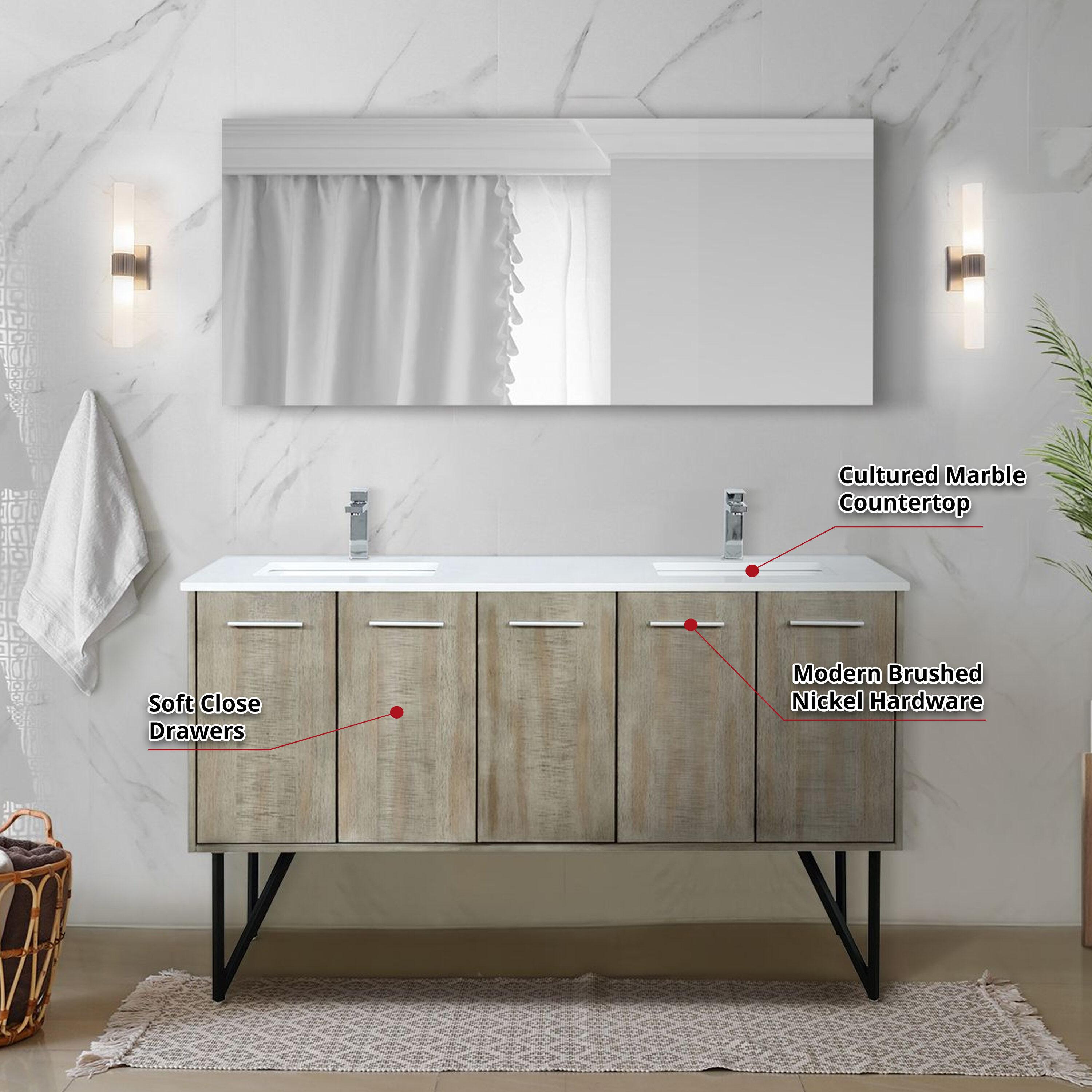 Lancy 60'' Double Bathroom Vanity with Cultured Marble Top