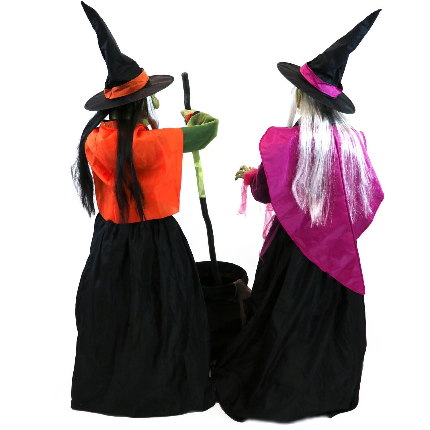 Haunted Hill Farm Haunted Hill Farm Motion-Activated Wicked Cauldron Witches, Plug-In Talking Halloween Animatronic