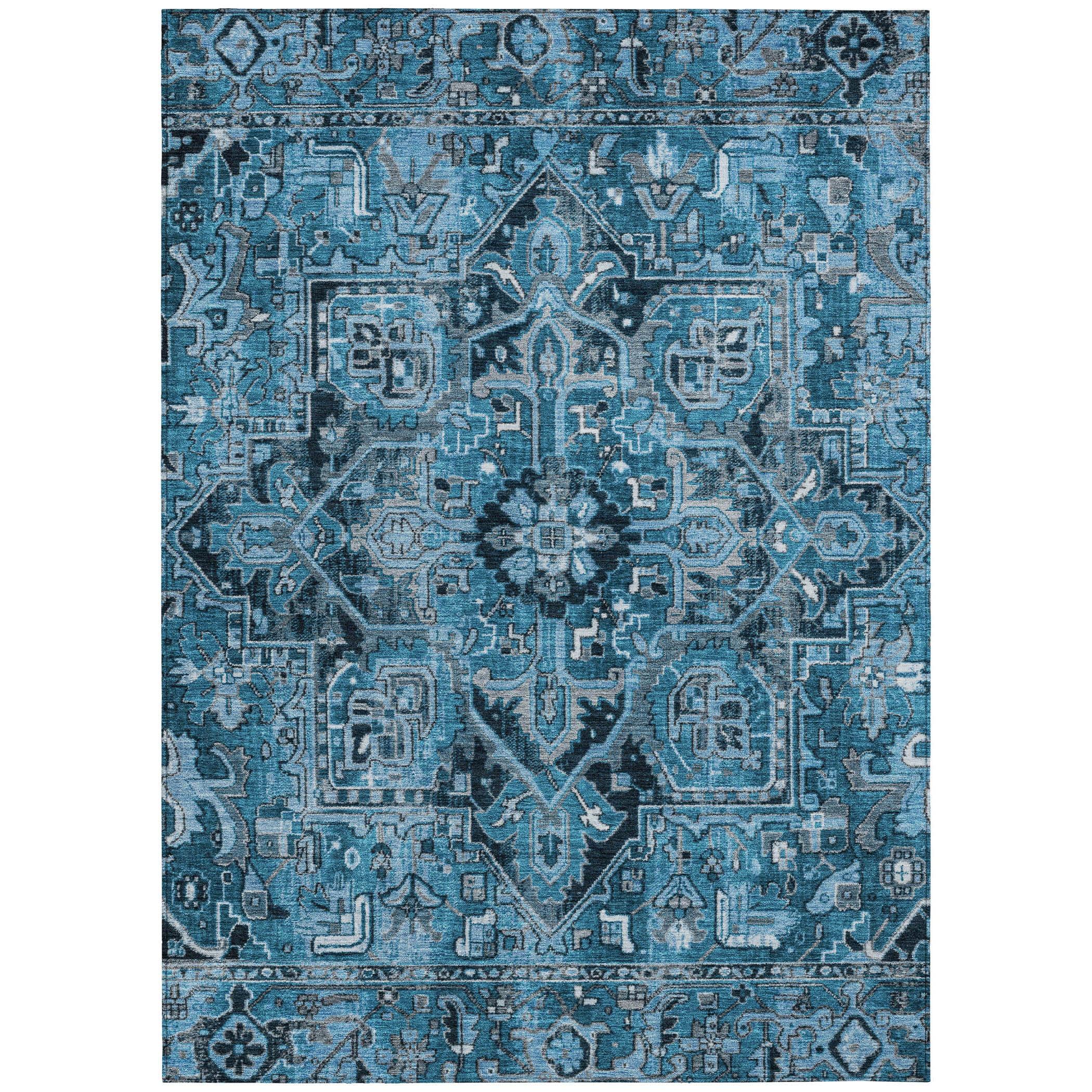 Addison Rugs Chantille ACN570 Blue 8' x 10 Indoor Outdoor Area Rug, Stain Resistant, Machine Washable, Non Shedding, Bedroom, Living Room, Dining Room, Kitchen Rug