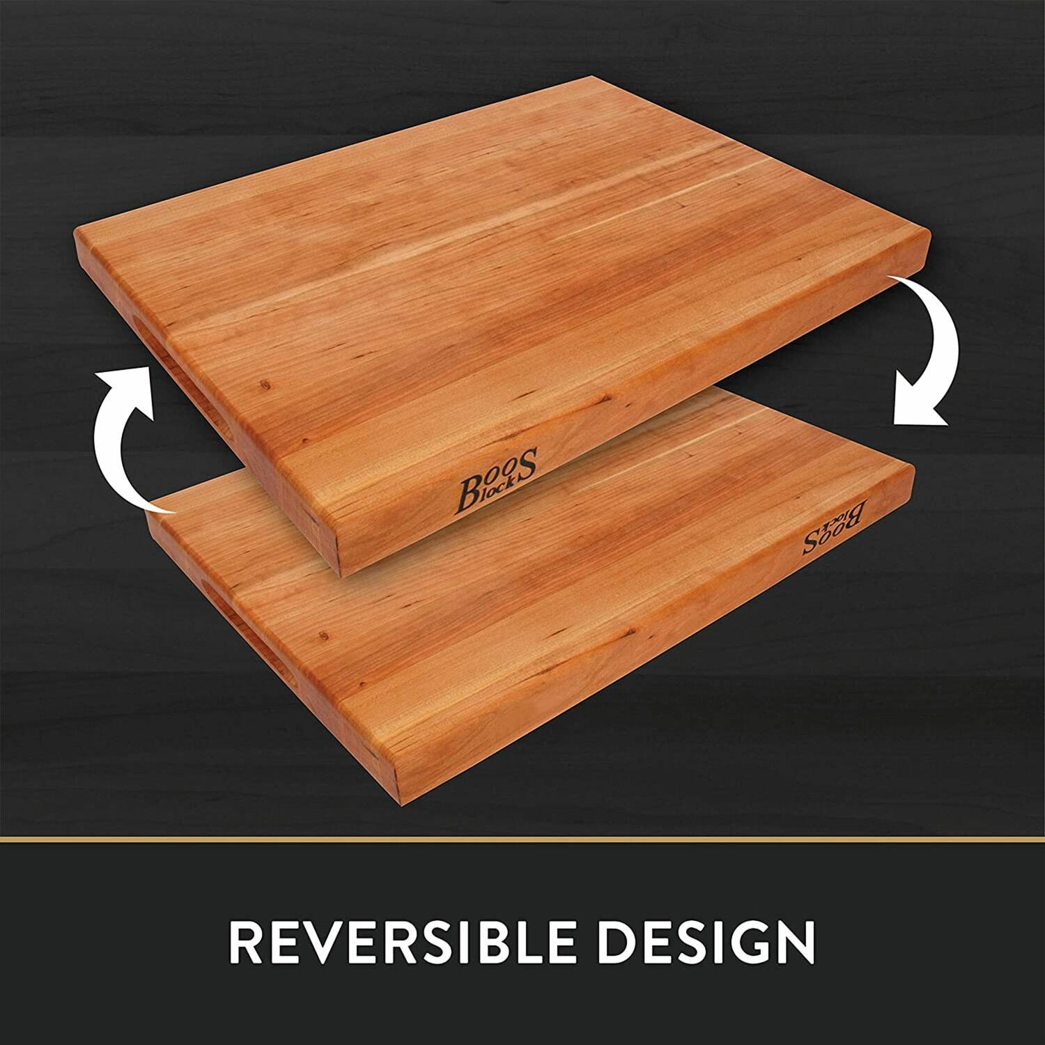 John Boos Boos Block R-Board Series Large Reversible Wood Cutting Board, 1.5-Inch Thickness, 20" x 15" x 1 1/2", Cherry