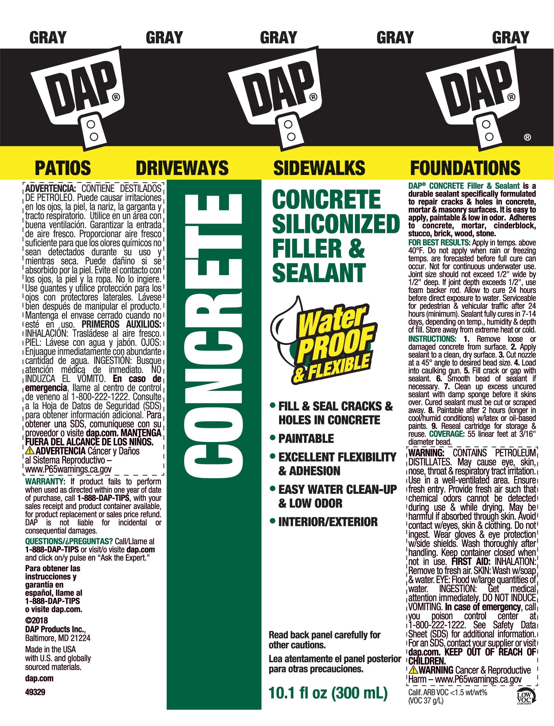 DAP Gray Silicone Concrete and Masonry Filler and Sealant 10.1 oz