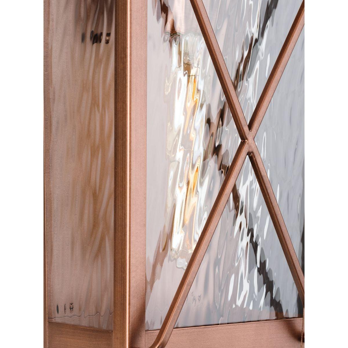 Wakeford Collection One-Light Antique Copper and Clear Water Glass Transitional Style Small Outdoor Wall Lantern