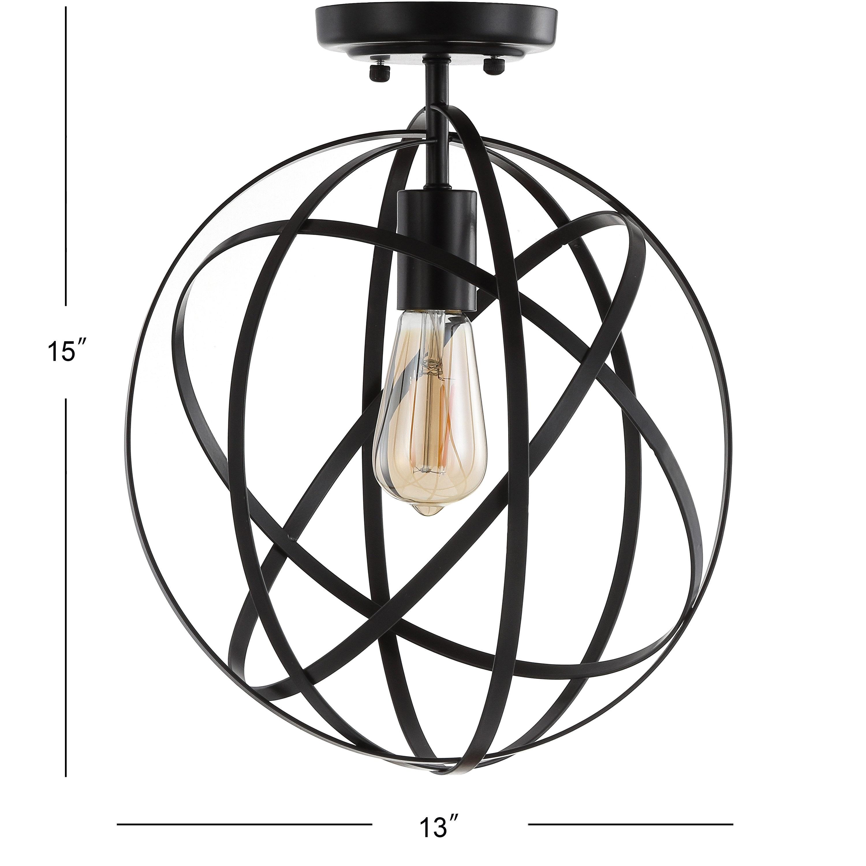 JONATHAN  Y Alma 13" Metal Orb Contemporary 1 -Light 13-in Polished Bronze Semi Flush Mount Light
