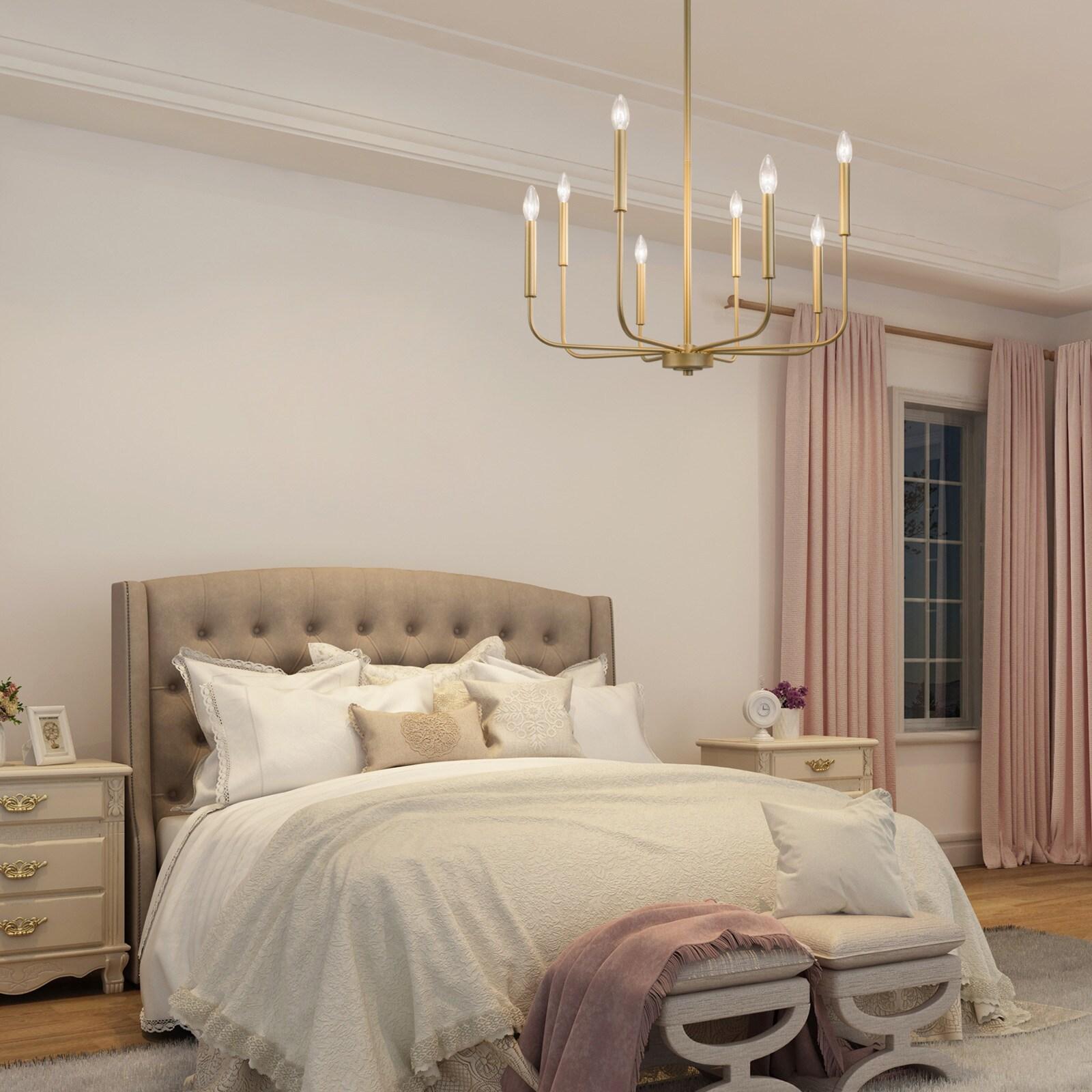 LNC 8-Light Matte Gold Modern/Contemporary Candle LED Dry rated Chandelier for Living Room