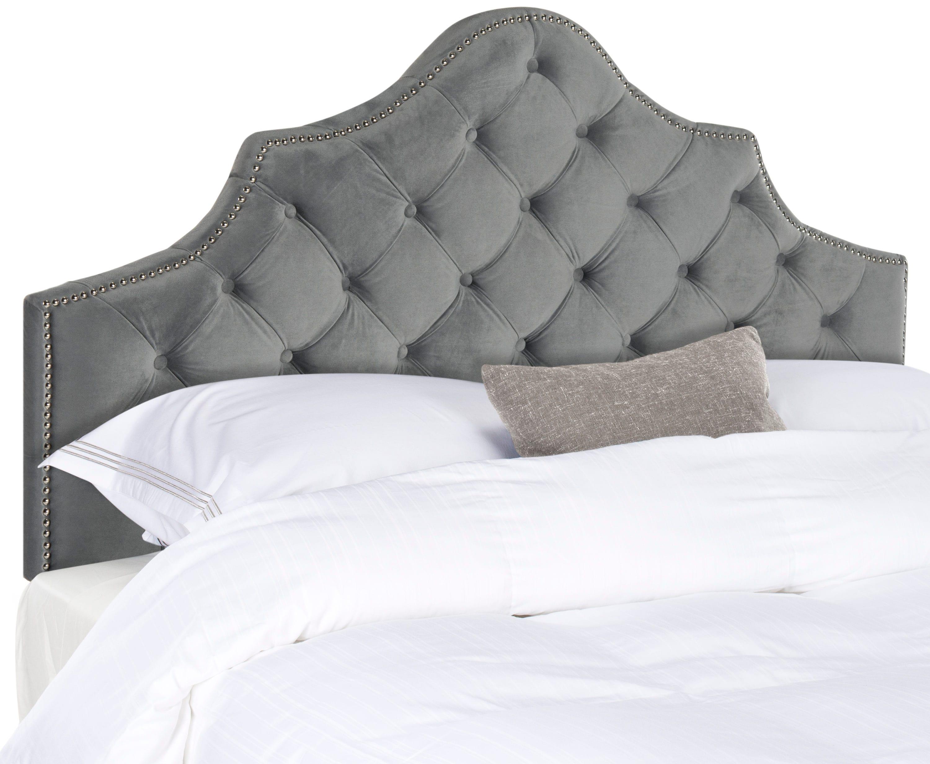 SAFAVIEH Arebelle Rustic Glam Tufted Headboard with Nail Heads, Full, Pewter