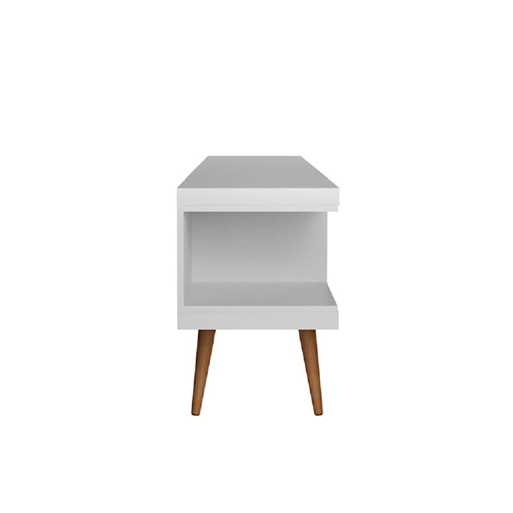 Utopia TV Stand for TVs up to 65" White - Manhattan Comfort: Modern Entertainment Center, Cable Management