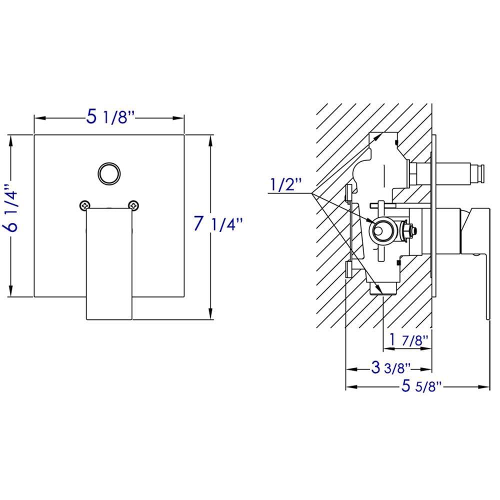 Shower Valve Mixer with Square Lever Handle and Diverter