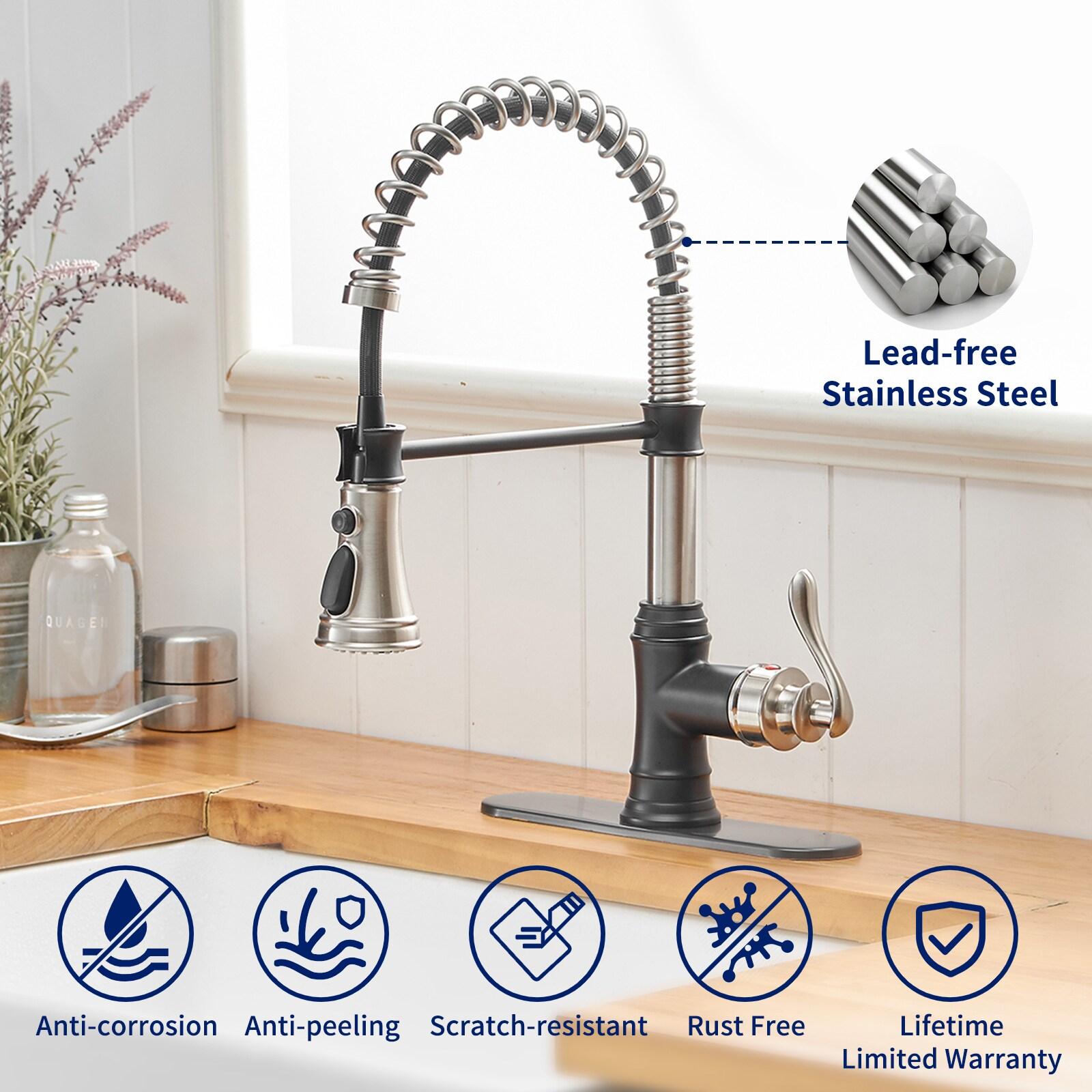 Single-Handle Pull-Down Sprayer 3 Spray High Arc Kitchen Faucet With Deck Plate