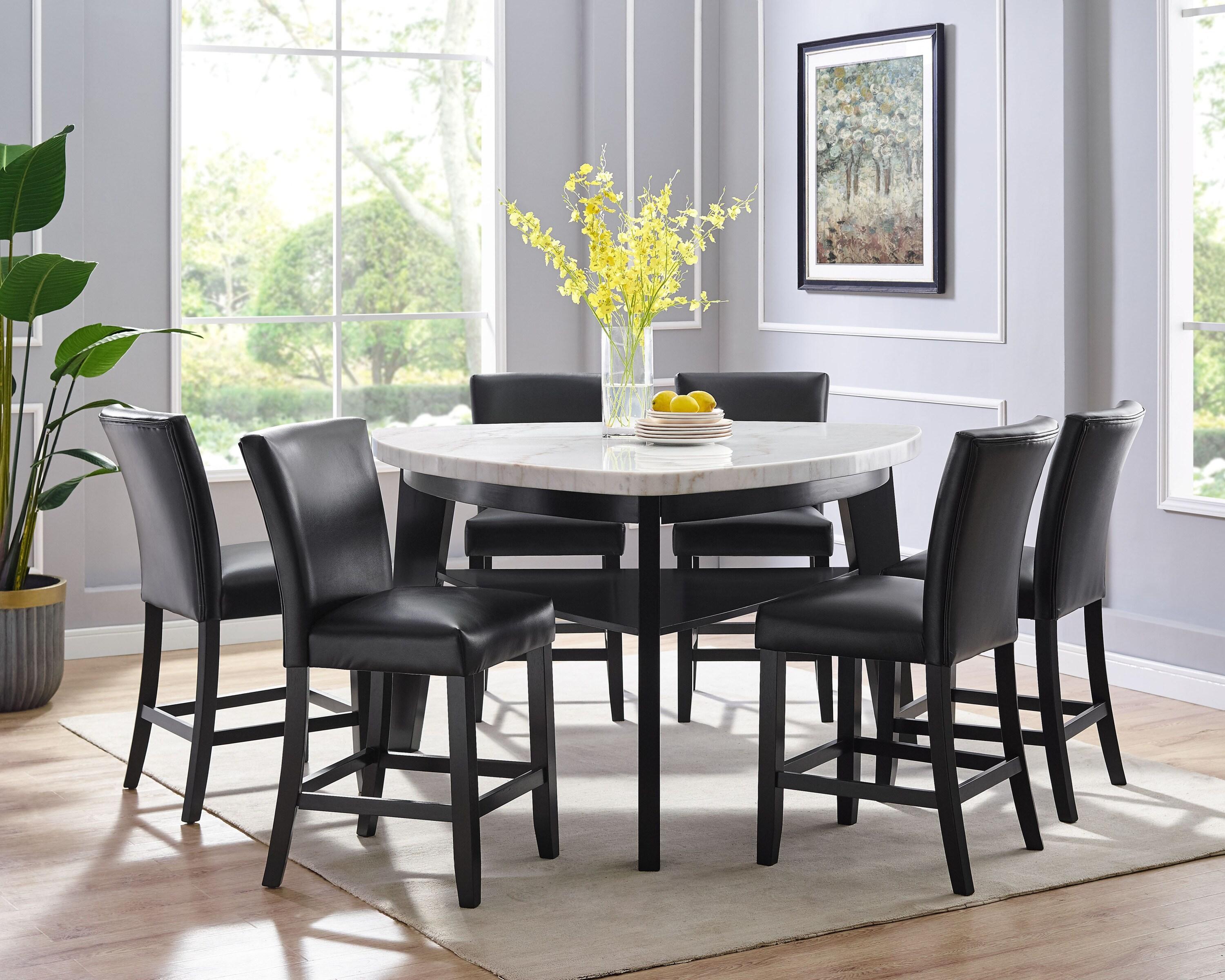 26" Set of 2 Carrara Counter Height Barstools Black - Steve Silver Co.: Upholstered, Rubberwood Frame, Floor Protectors
