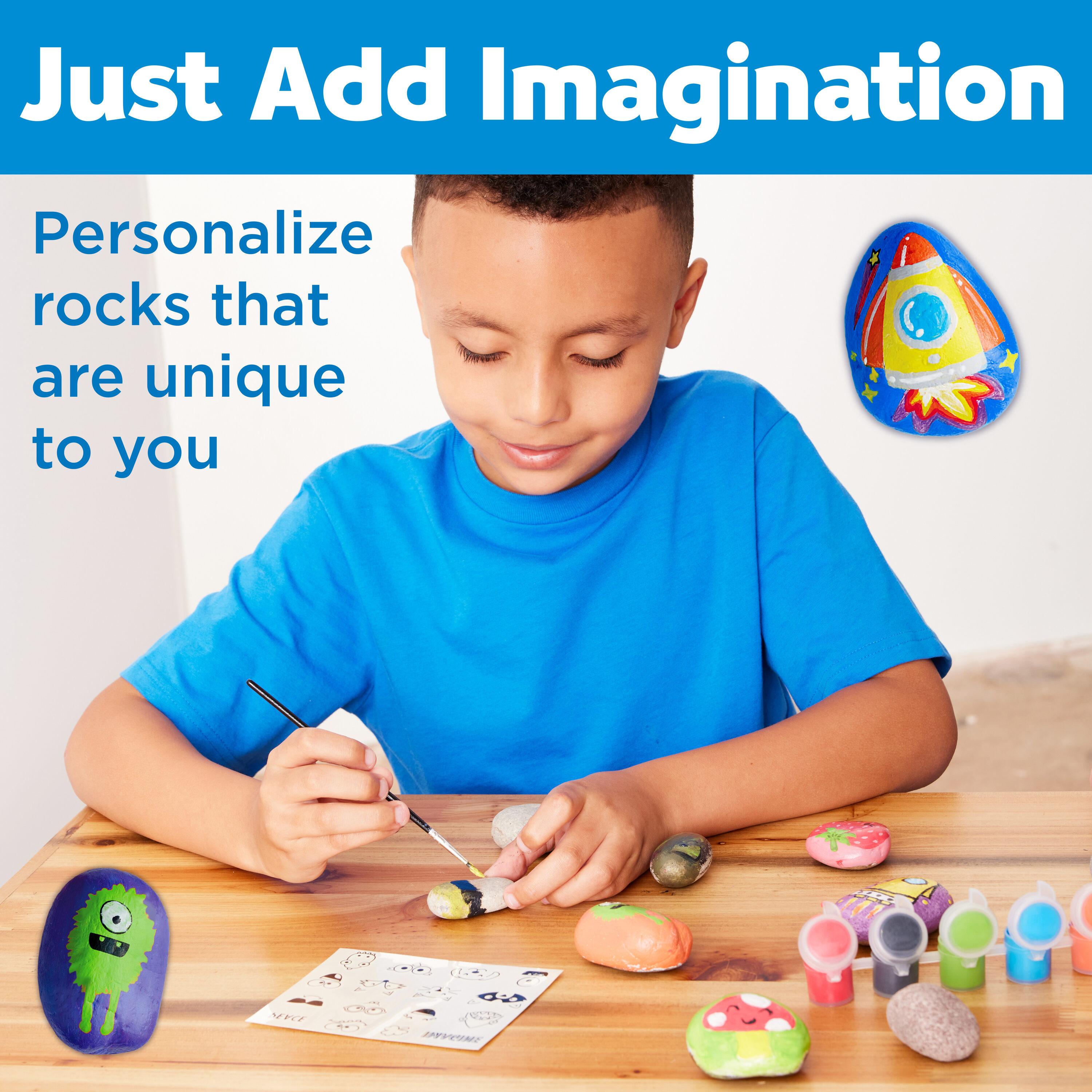 Hide & Seek Rock Painting Kit - Creativity for Kids: Paints, Stickers, Rocks, Brush, Craft Activity for Ages 6+