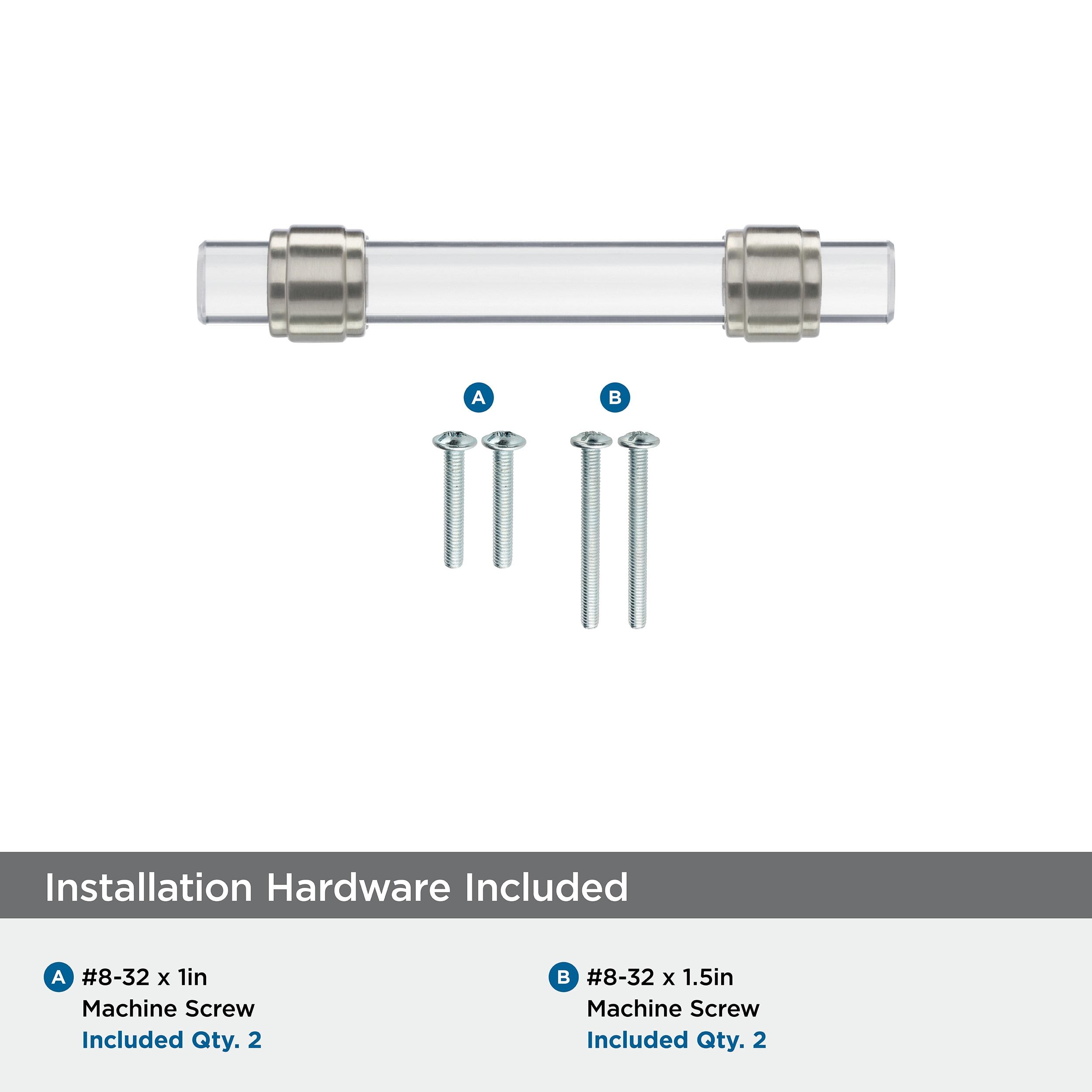 Amerock Glacio 3 inch (76mm) Center-to-Center Clear/Satin Nickel Cabinet Pull