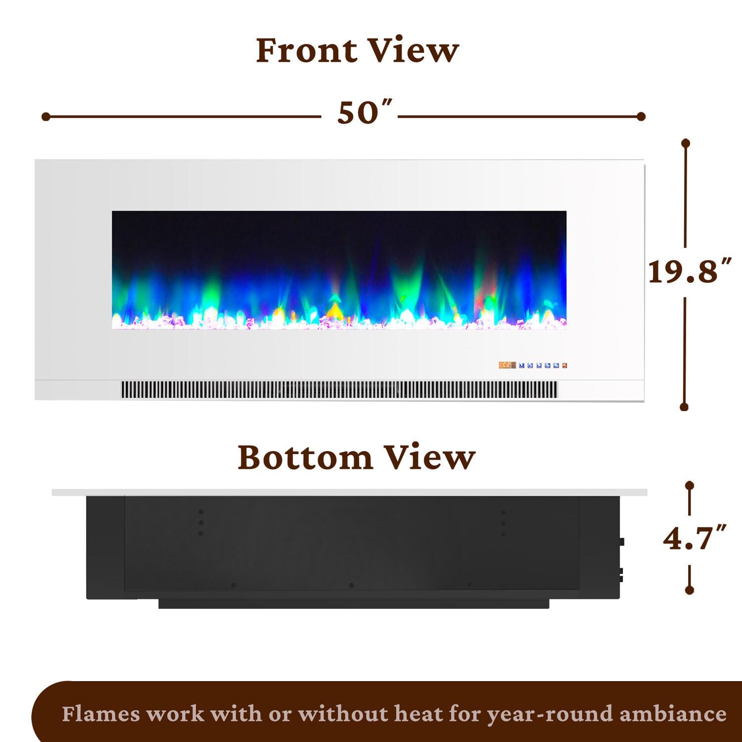 Cambridge Cambridge Wall Mount Electric Fireplace Heater with Remote Control for Indoor Use in Living Room, Bedroom, Home Office
