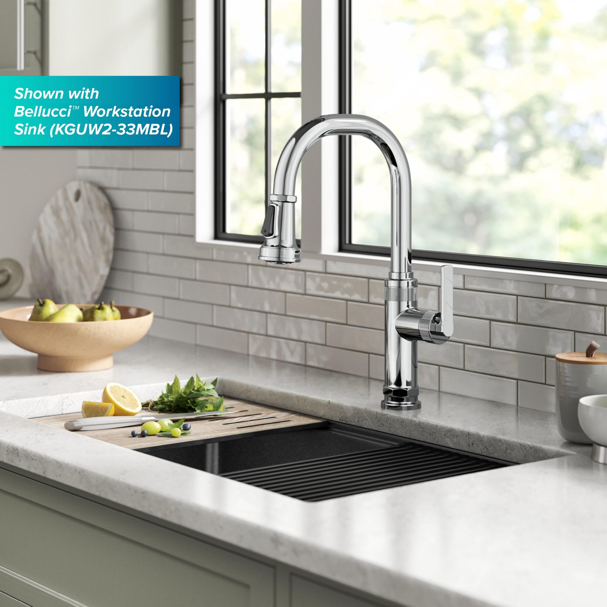 Allyn Chrome Industrial Pull-Down Kitchen Faucet with Spray