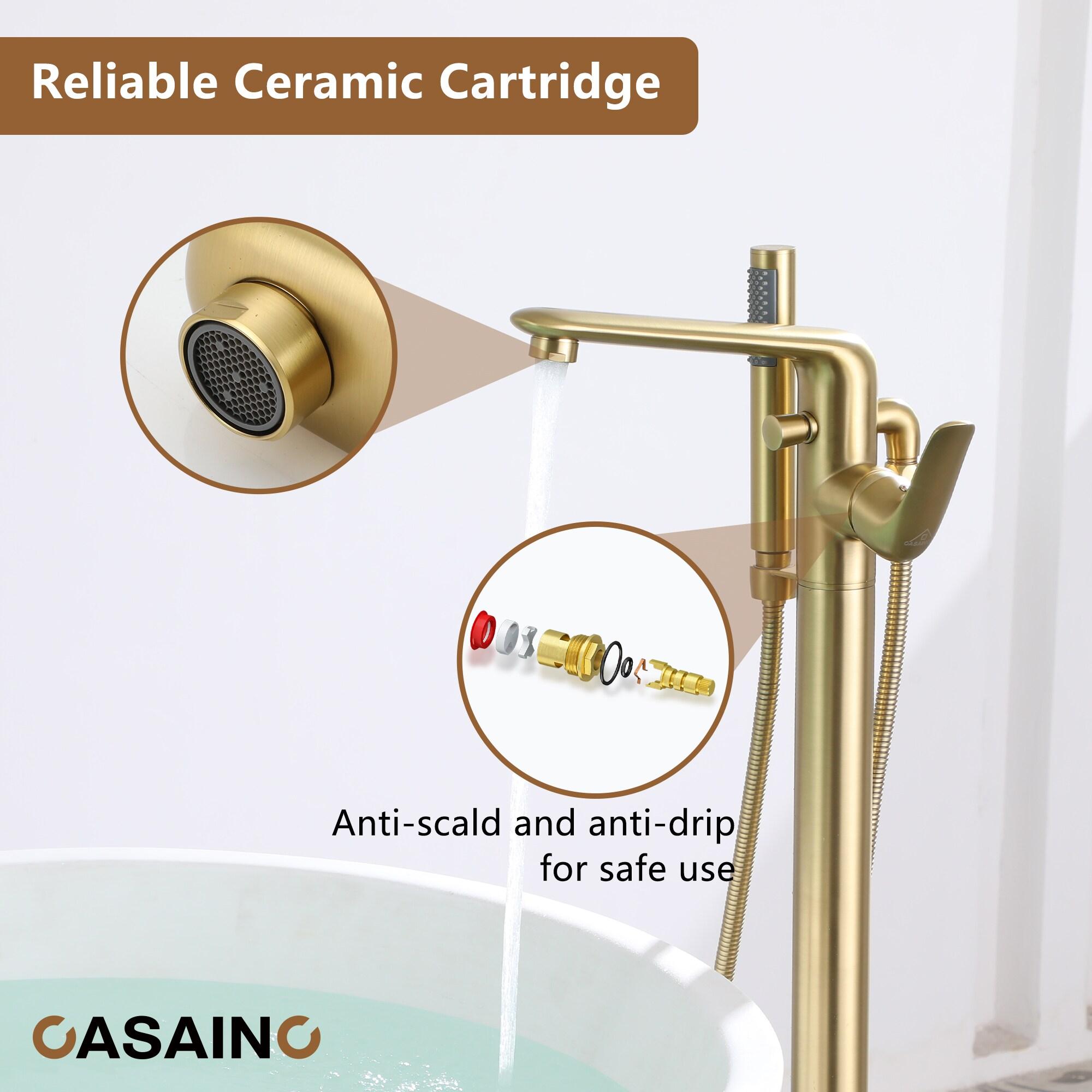 Single Handle Freestanding Bathtub Faucet with Diverter and Handshower