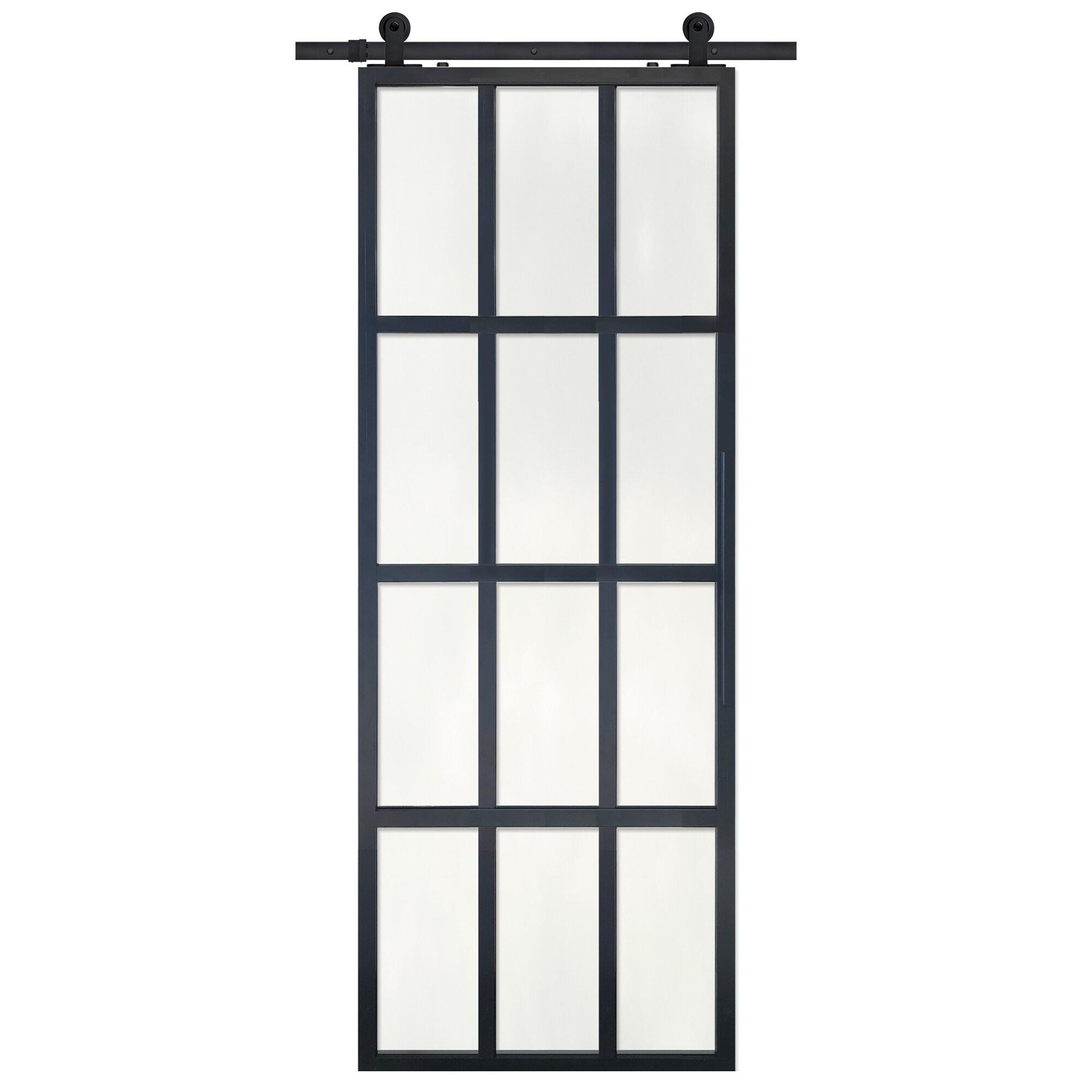 Barndoorz Single Glass Pane Glass with Installation Hardware Kit Barn Door
