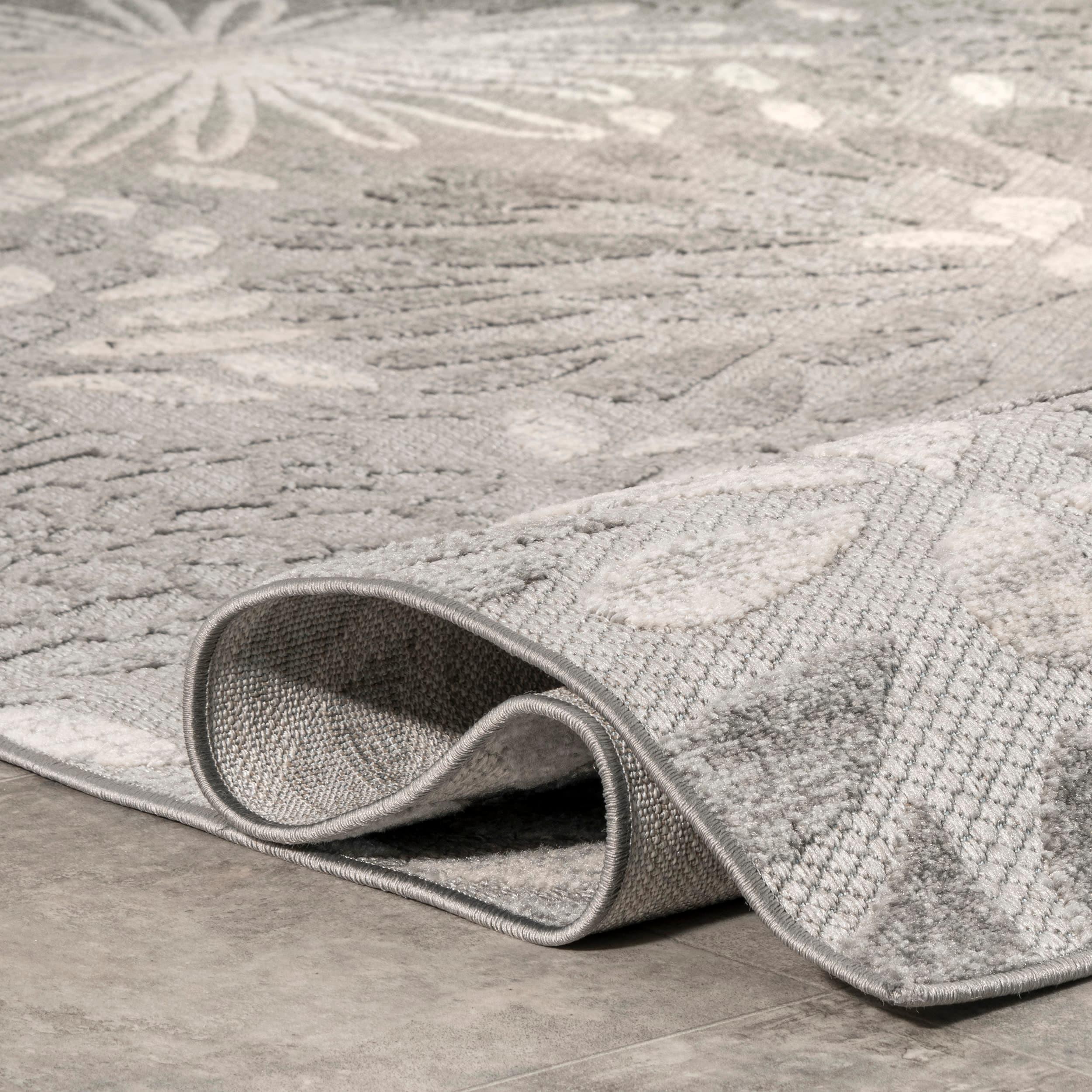 Nuloom Monique Floral & Paisley 5x8 Indoor/Outdoor Area Rug for Living Room Patio Deck Front Porch Kitchen, Light Grey/Ivory