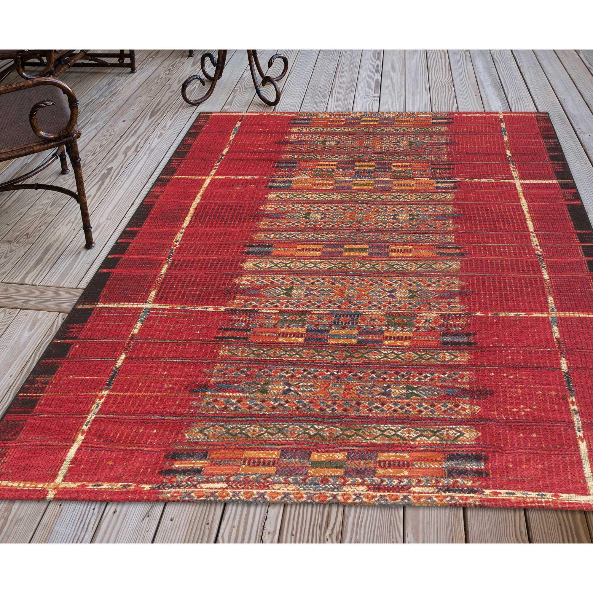 Liora Manne Marina Stripe Indoor/Outdoor Rug Red 6'6" x 9'4"