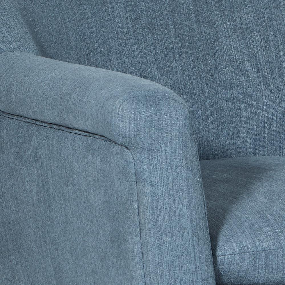 Dane Accent Chair with Dark Coffee Finish Legs Blue Steel - OSP Home Furnishings: Mid-Century Modern, Polyester, Wood Frame