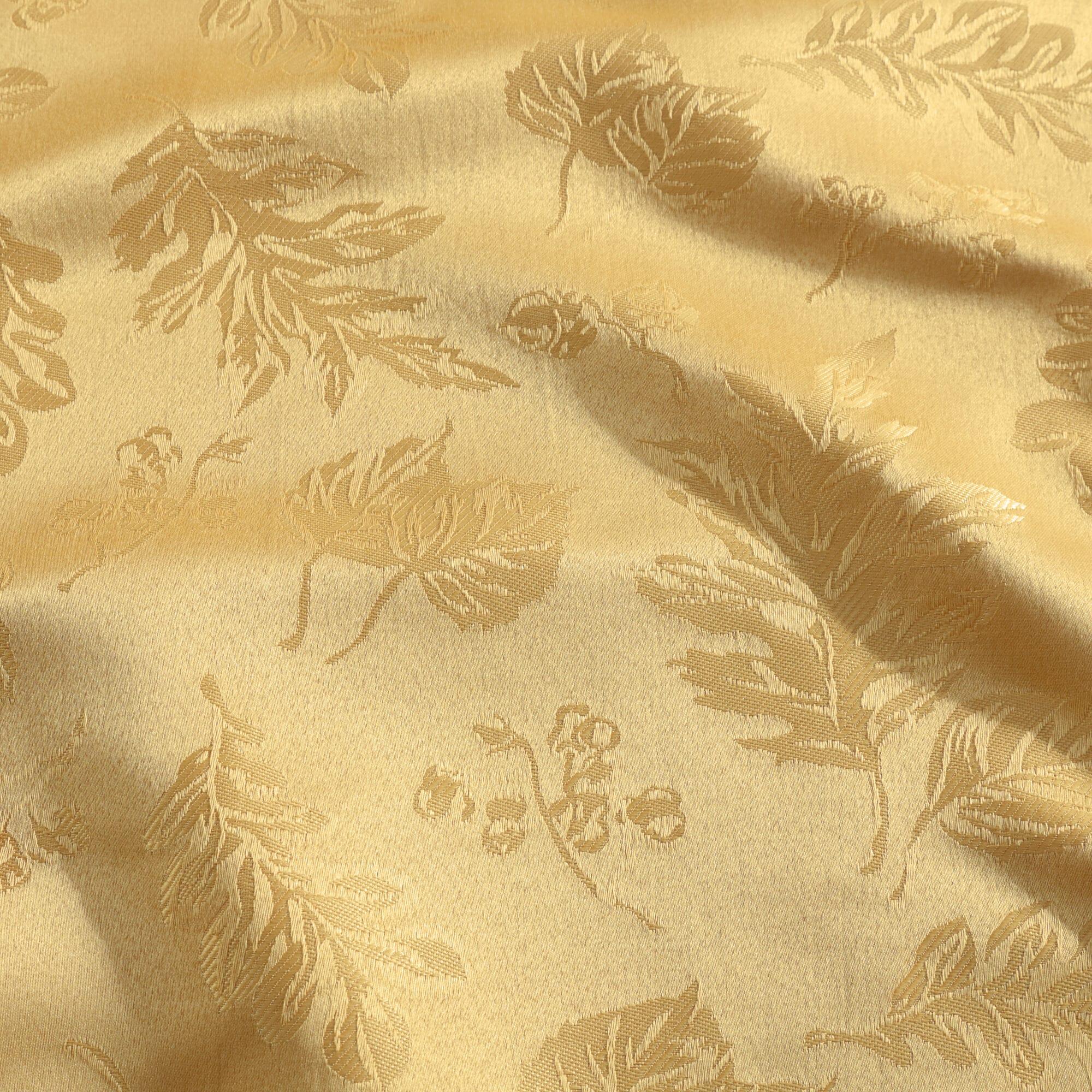 Elegant Woven Leaves Jacquard Damask Napkin, Set of 8 - 17" x 17" - Gold - Elrene Home Fashions