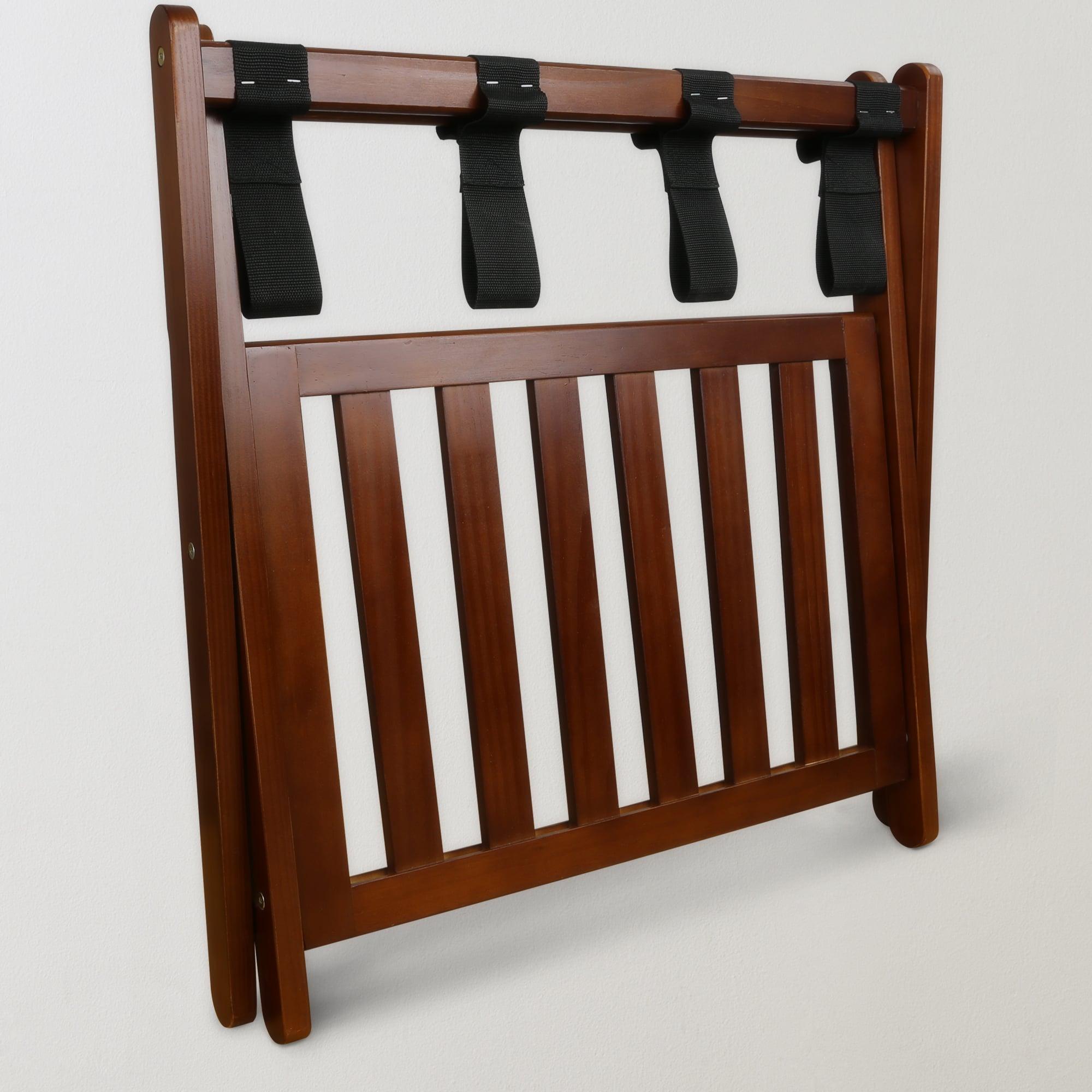 Casual Home Luggage Rack with Shelf-Walnut