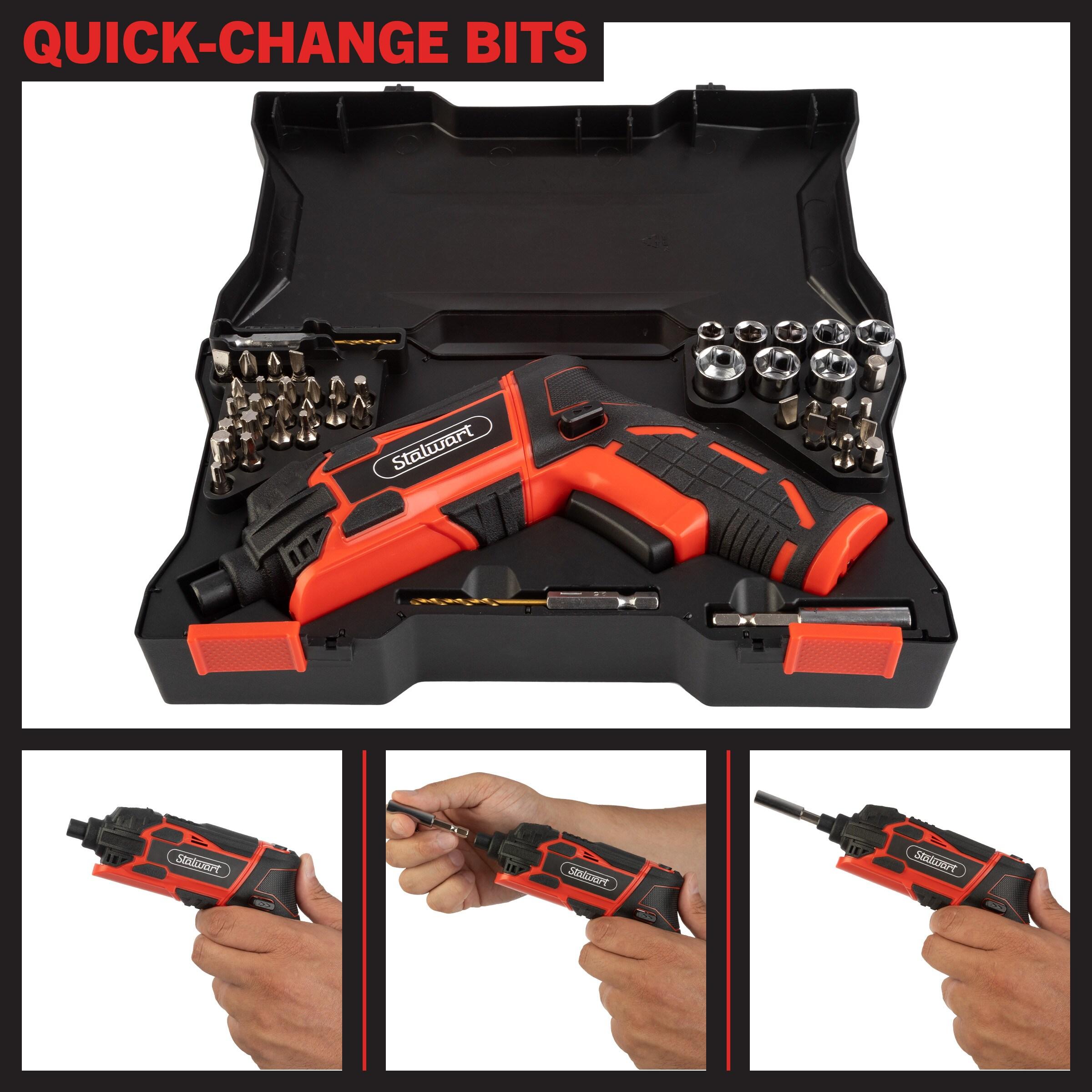 45-Piece 4V Cordless Screwdriver Set (Red) by Stalwart