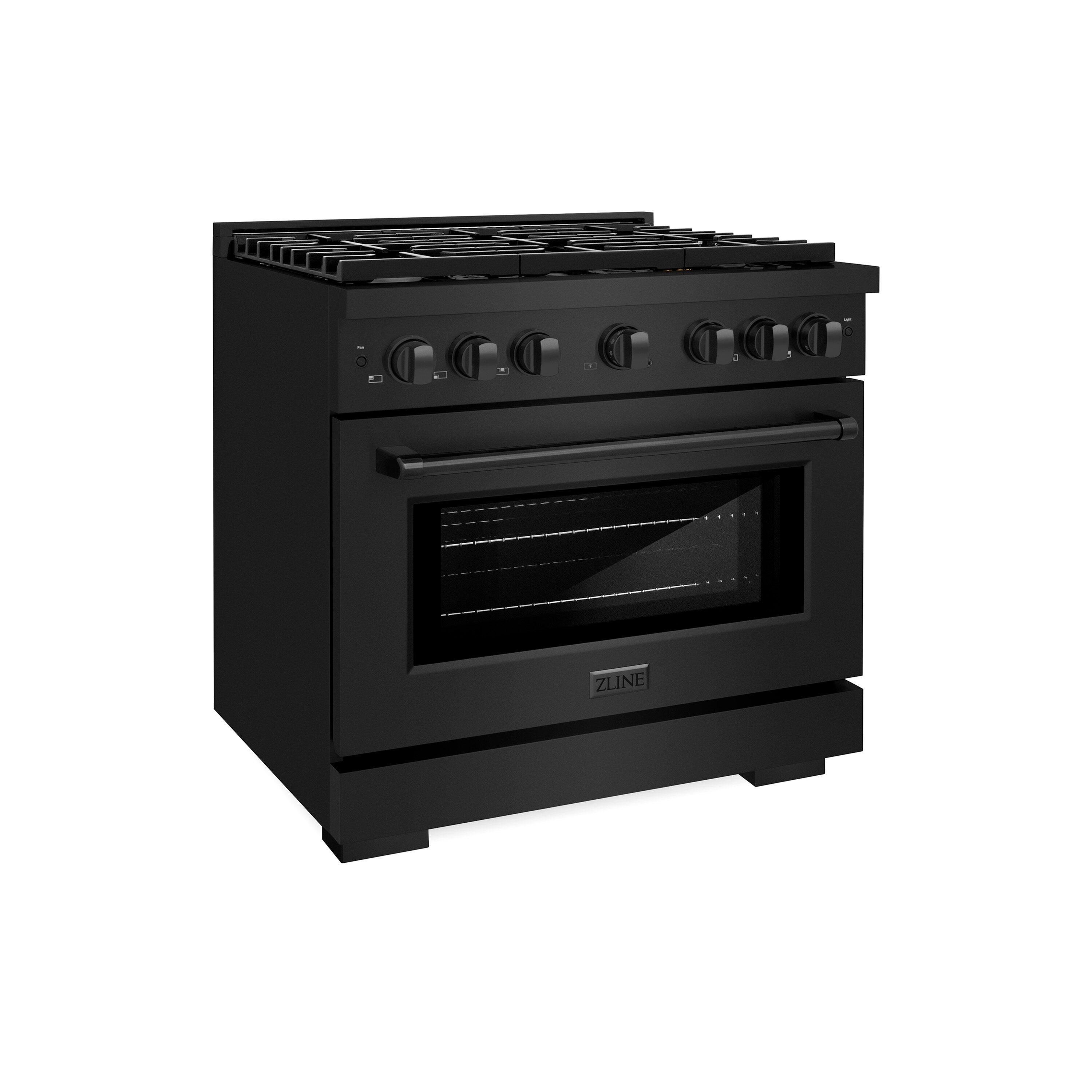 ZLINE 36" Paramount Gas Range w/ Convection Oven in Black Stainless & 6 Brass Burners