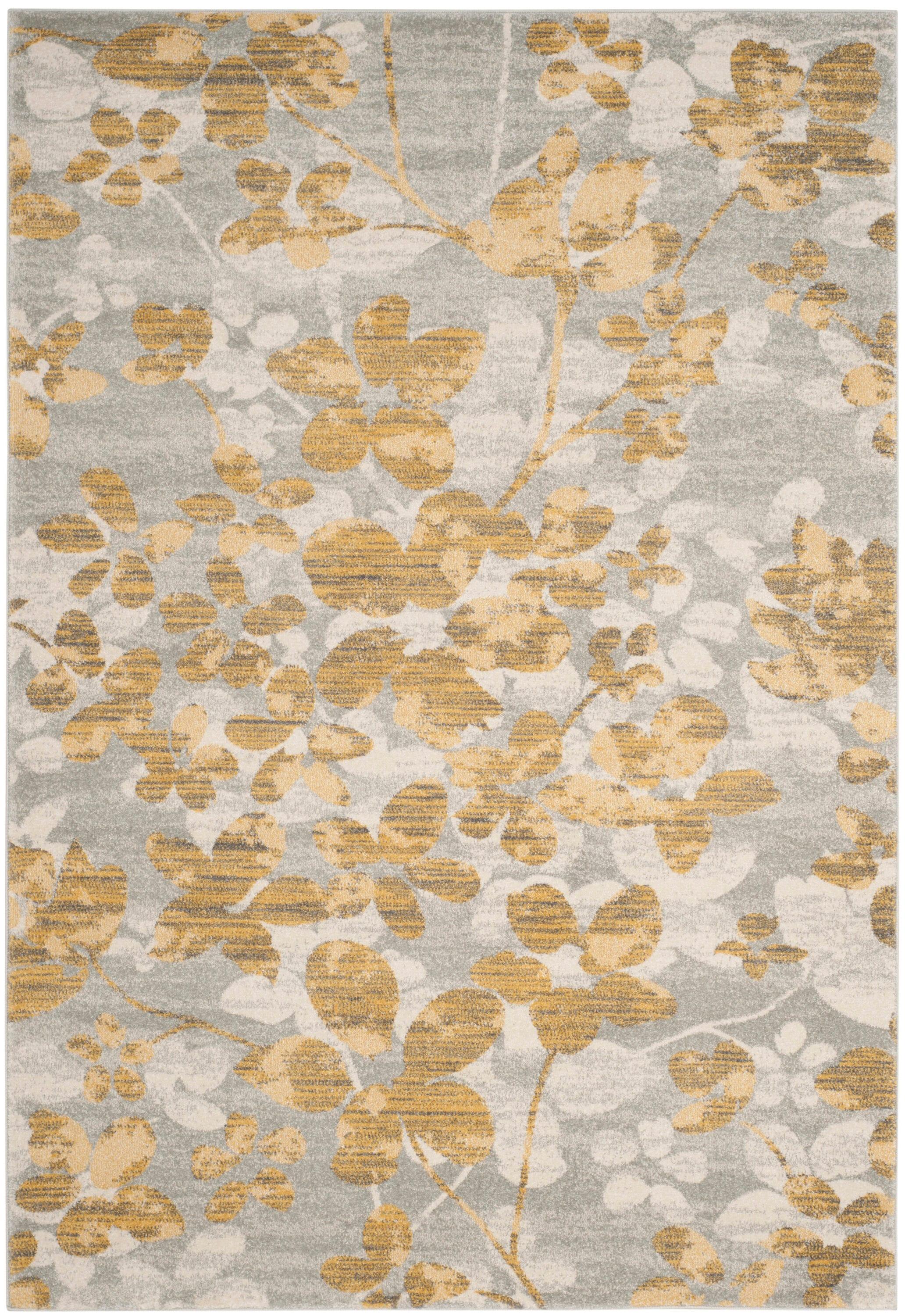 Evoke EVK236 Power Loomed Area Rug - Grey/Gold - 6'7"x9' - Safavieh.