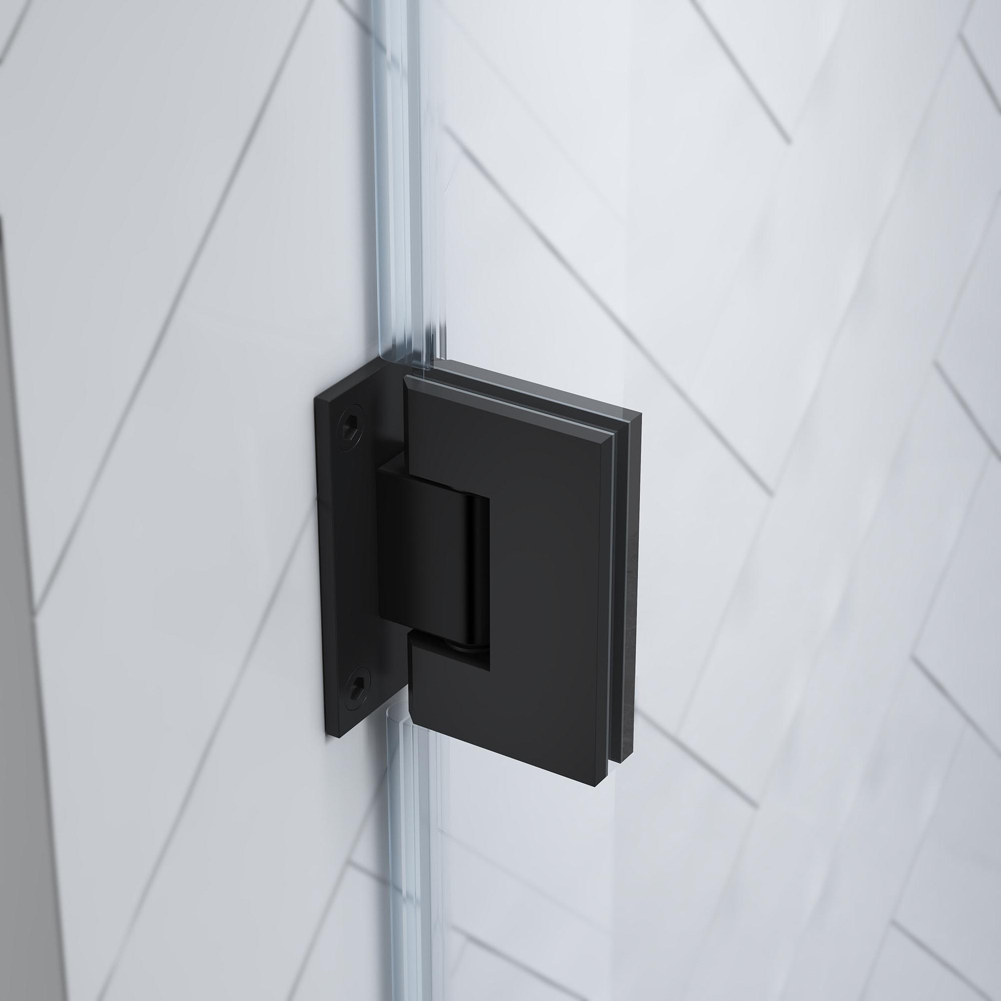 Black Frameless Glass Alcove Hinge Shower Door Kit