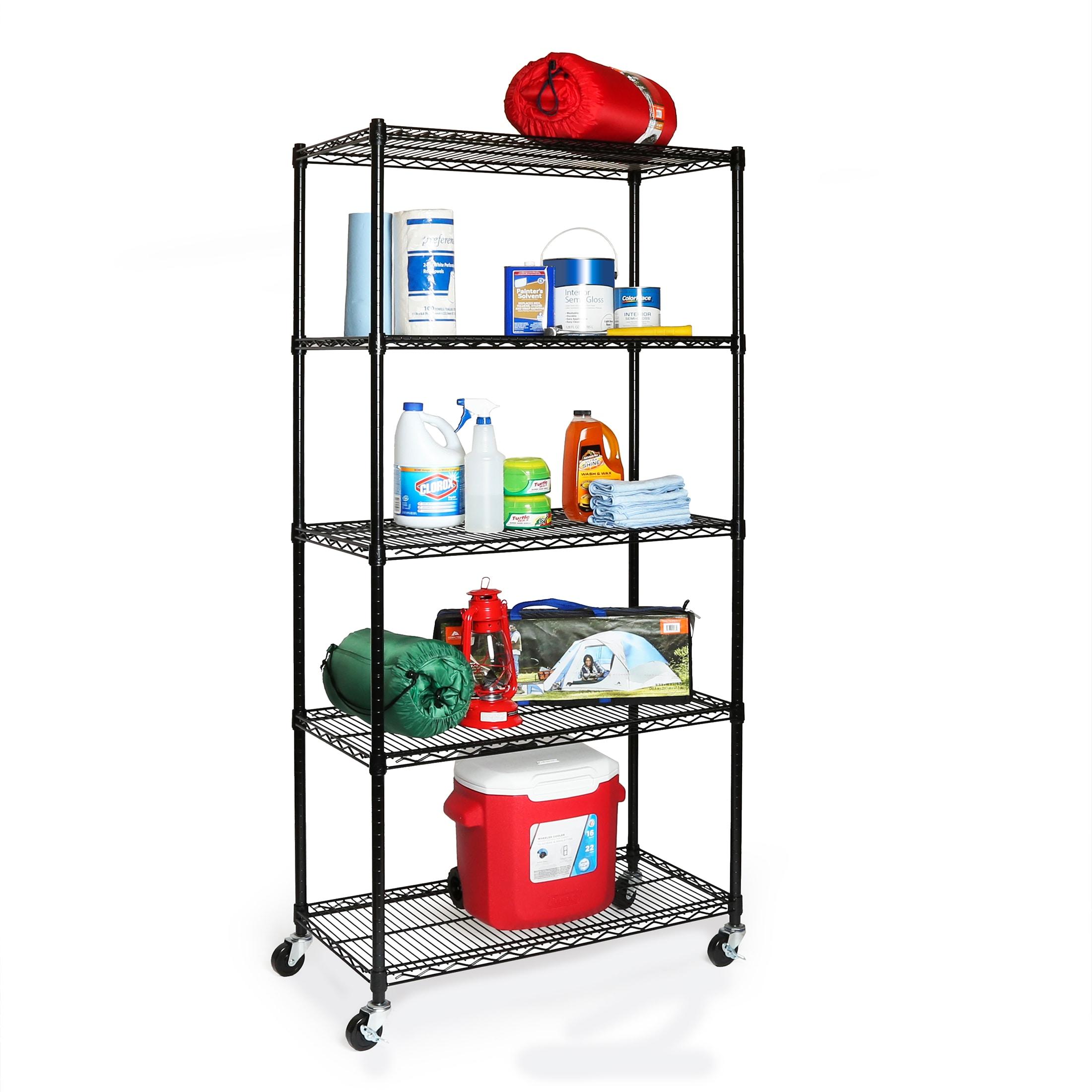 UltraDurable 36'' W x 18" D 5-Tier NSF-Certified Steel Shelving with Wheels