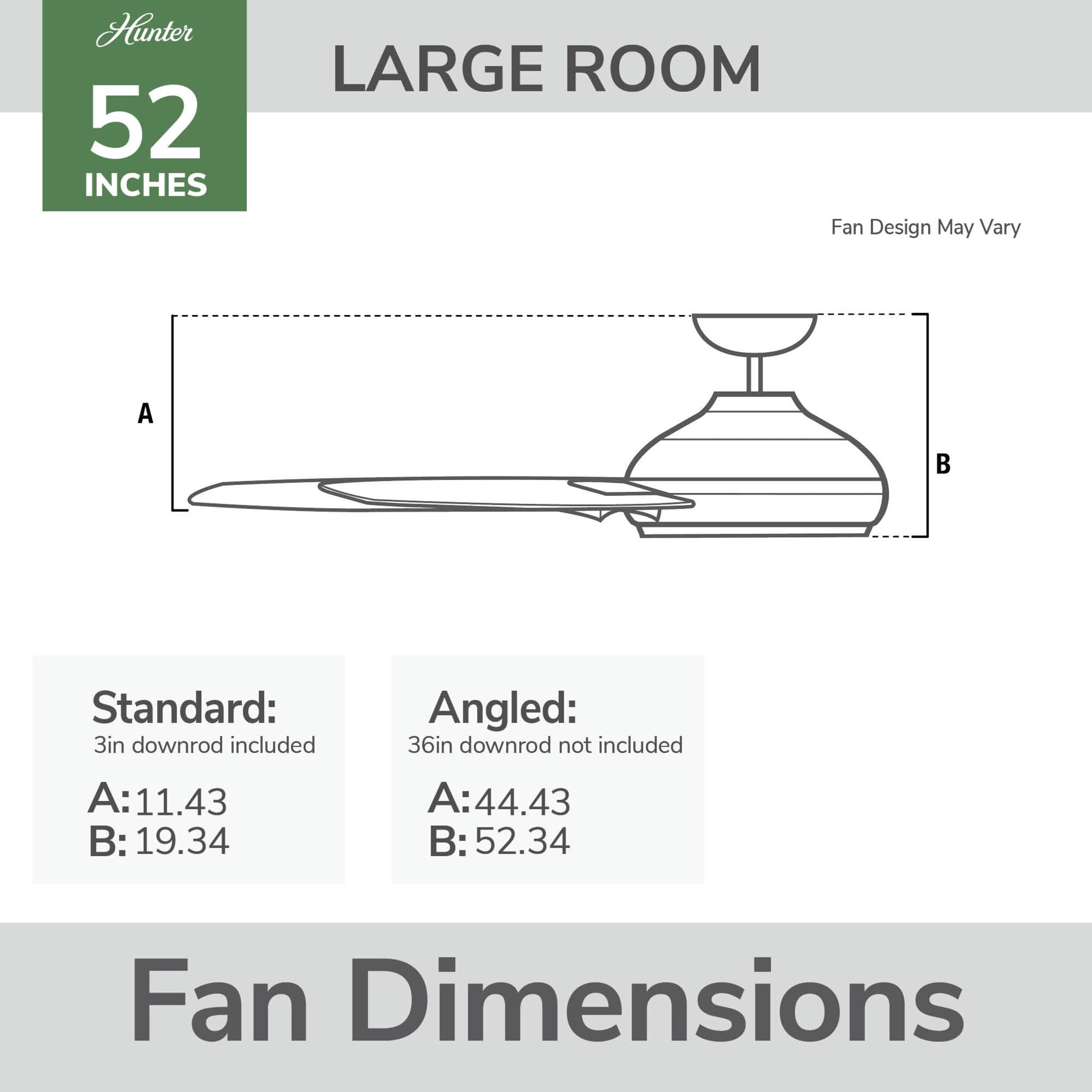 Hunter - Astwood II  Indoor Ceiling Fan With Light, Remote, 52-inch, Brushed Nickel, Casual-style, 4-speed WhisperWind Motor, 52993, for living rooms, bedrooms, home offices, kitchens
