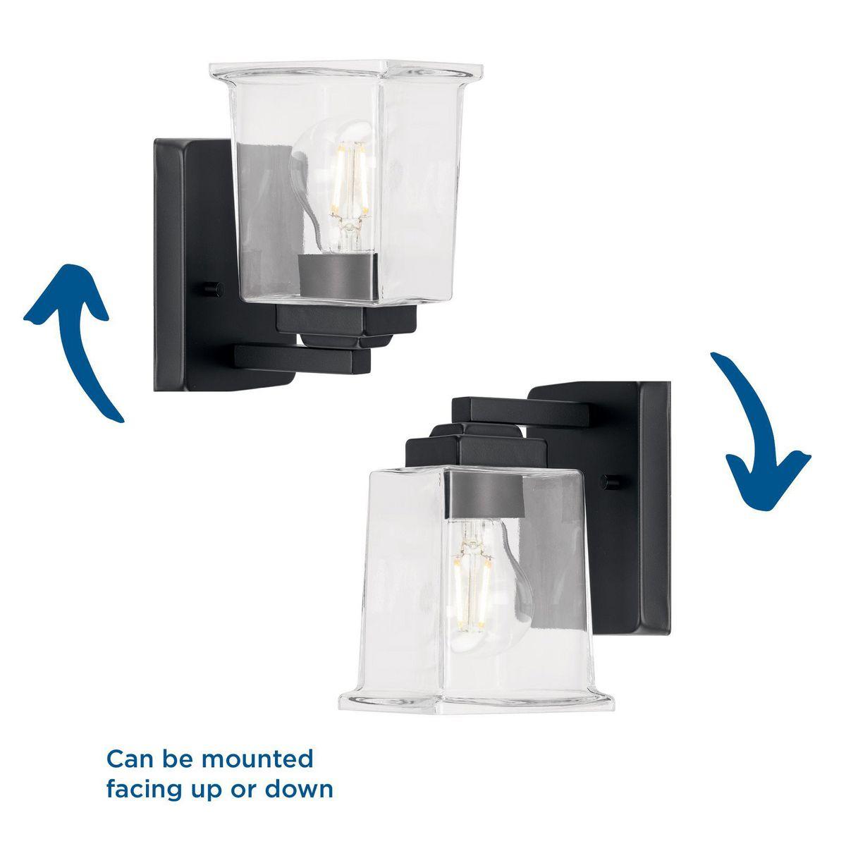 Progress Lighting Gilmour 1-Light Wall Sconce, Matte Black, Clear Glass Shade